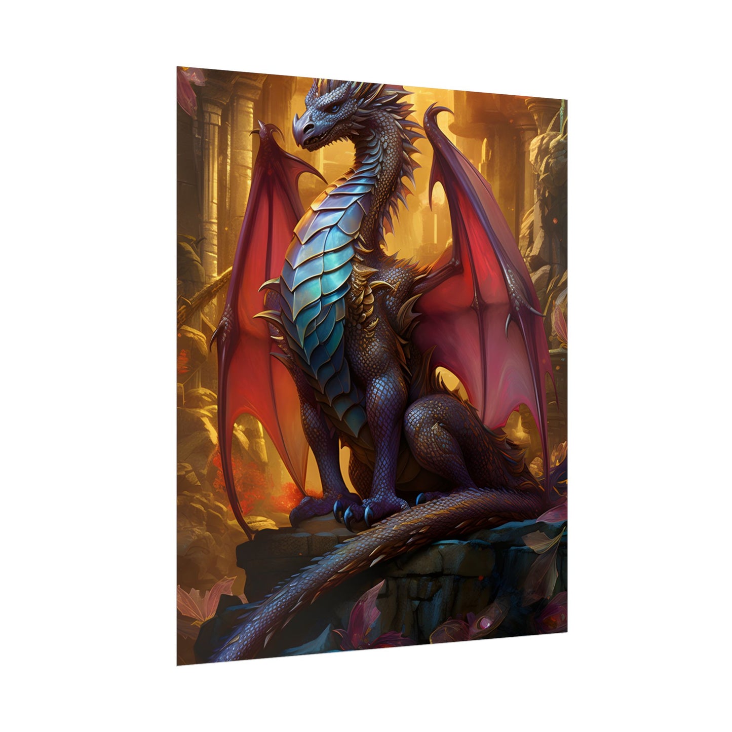 Ancient Dragon Guardian: Fantasy Artwork - Dragon Art - Poster