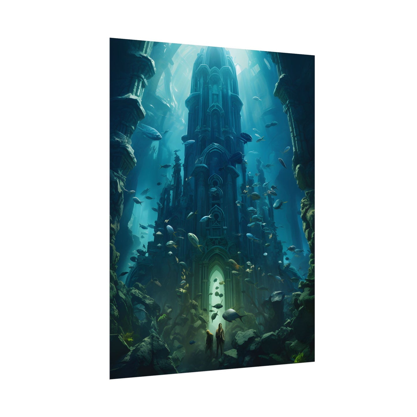 Sunken Ancient City: Underwater Ruins Digital Art - Poster