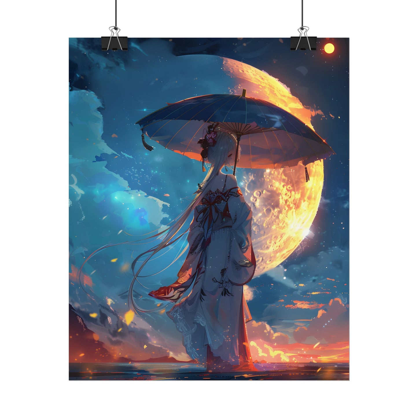 Winter Anime Girl: Holding Umbrella in Snowy Scene - Poster