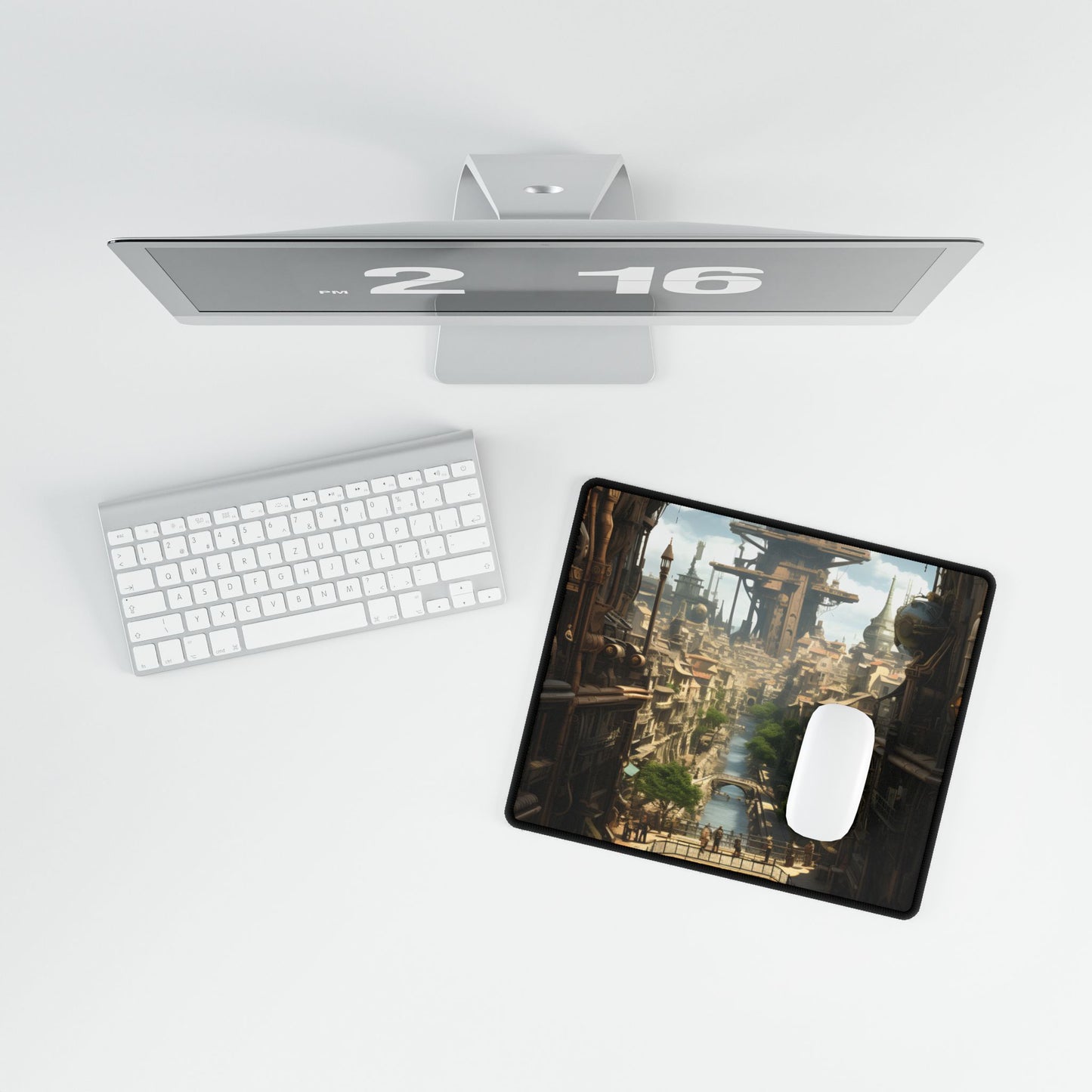 Steampunk Paris 1875: Vintage Cityscape Artwork - Desk Mat