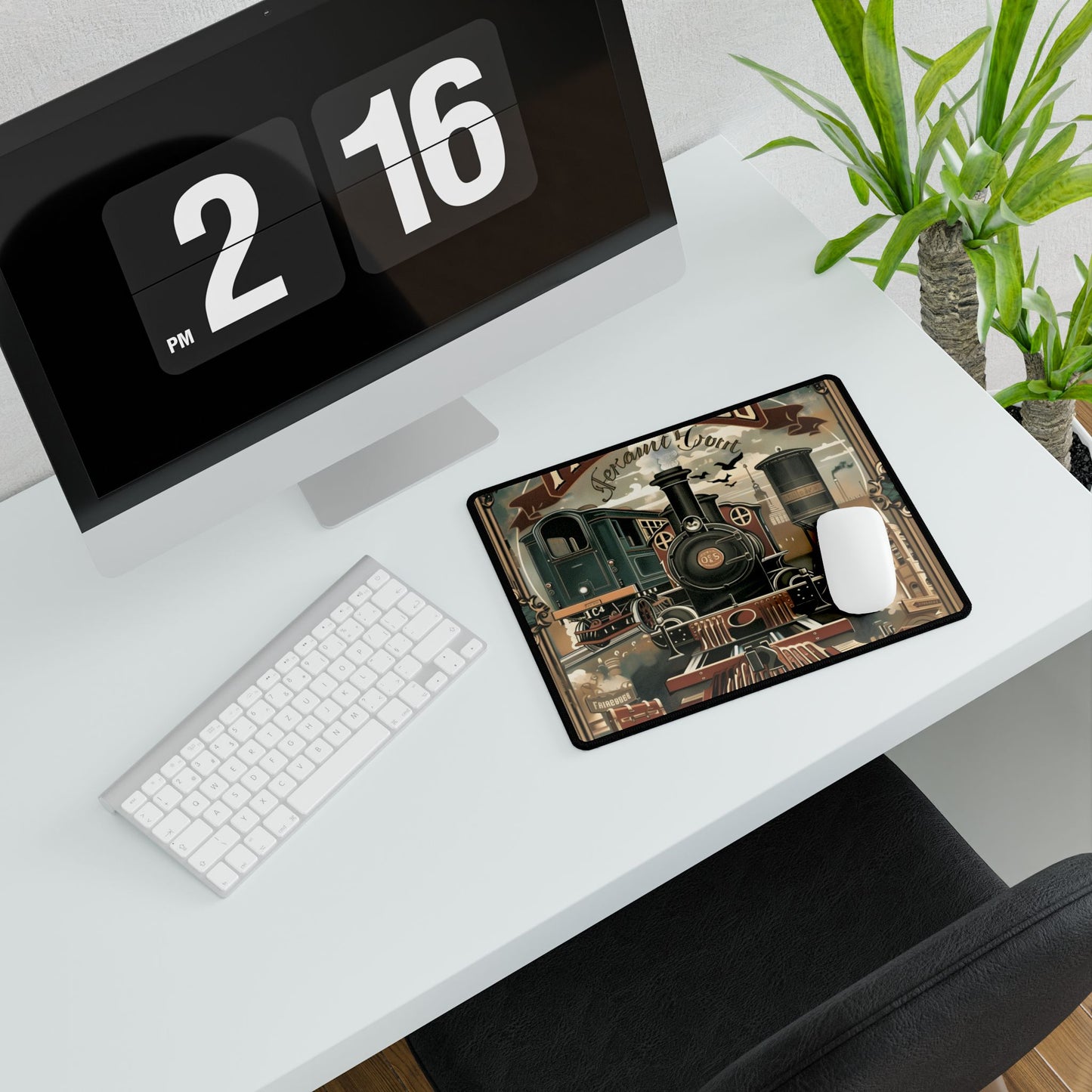 Vintage Train Station Sign: Bold Farhampton Artwork - Desk Mat