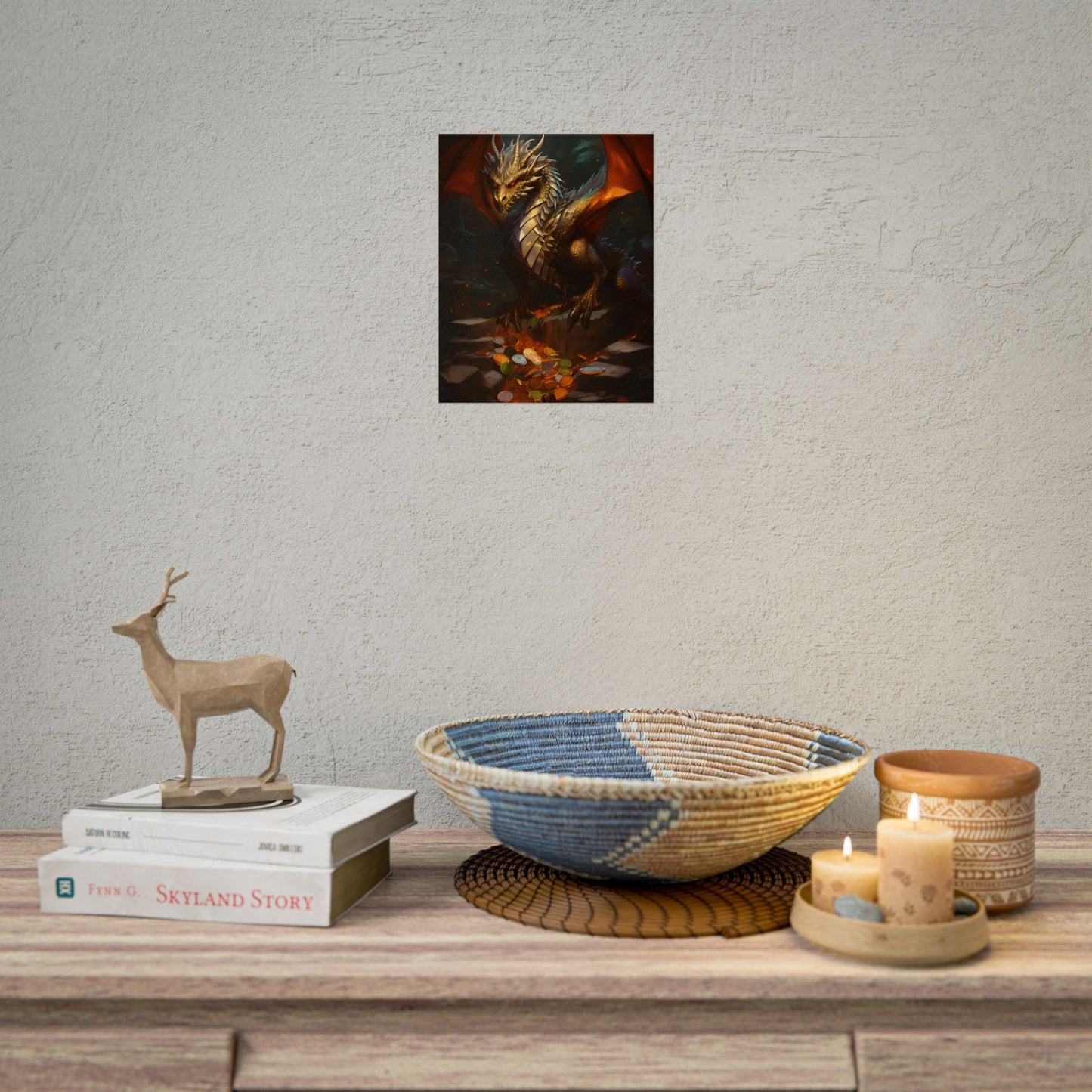 Ancient Fantasy Dragon Guard: Majestic Creature Art - Poster