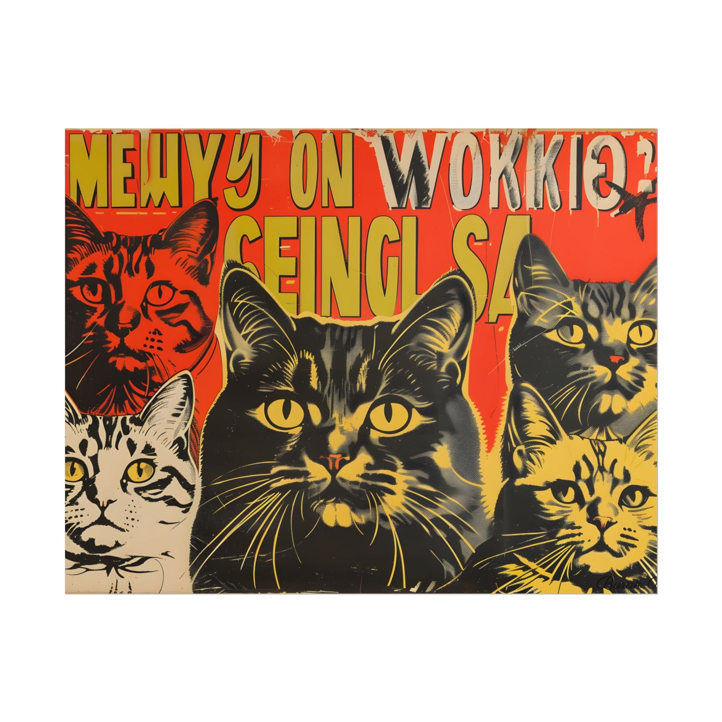 Whisked Away: A Soviet-Inspired Poster Featuring Multiple Feline Friends - Poster