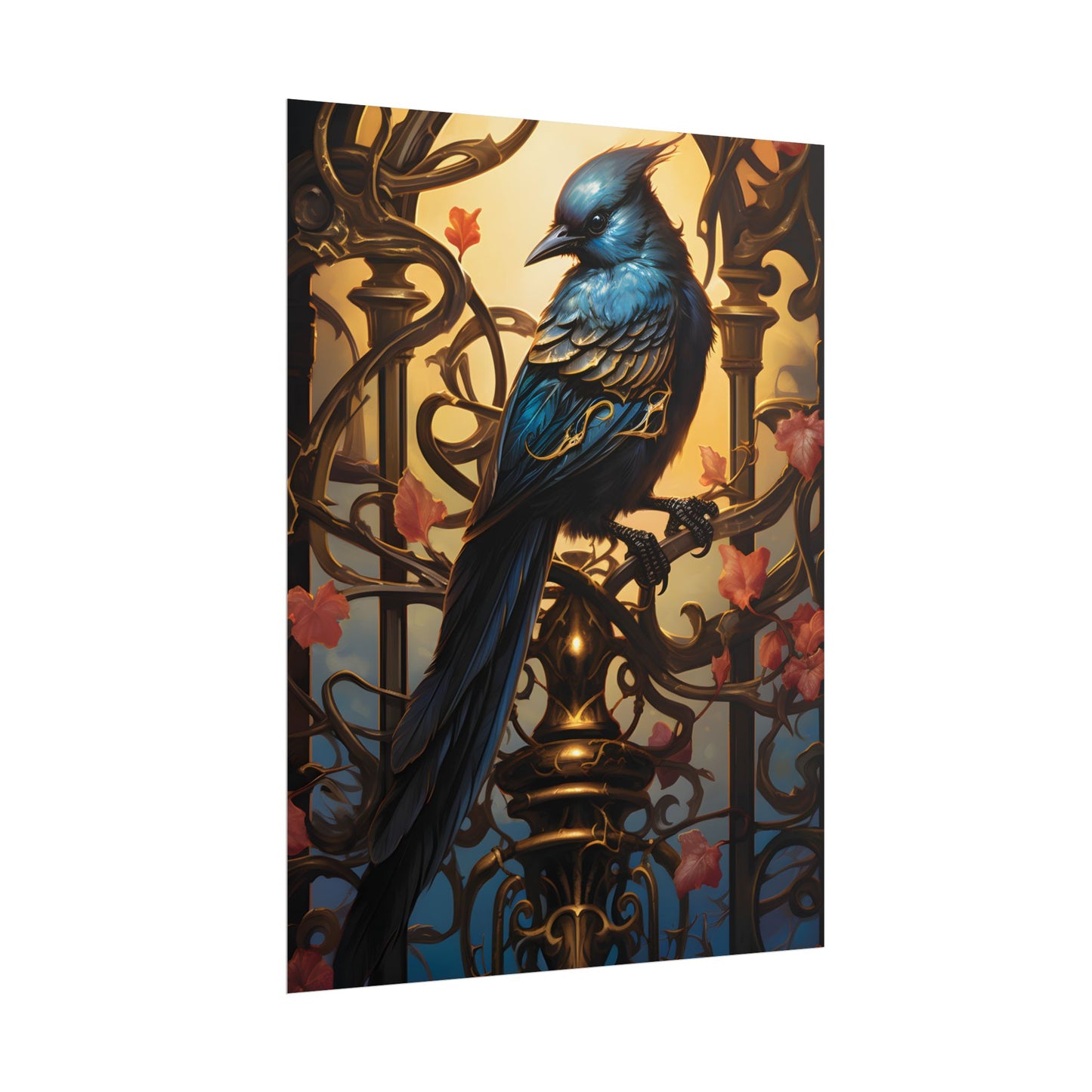 Songbird Guardian: Intense Portrait Digital Art - Poster