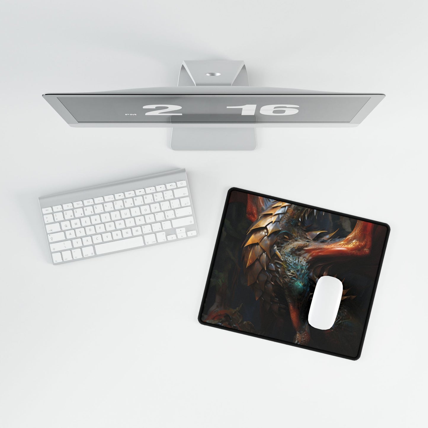Fantasy Dragon Guardian Art: Ancient Dragon in its Lair - Desk Mat