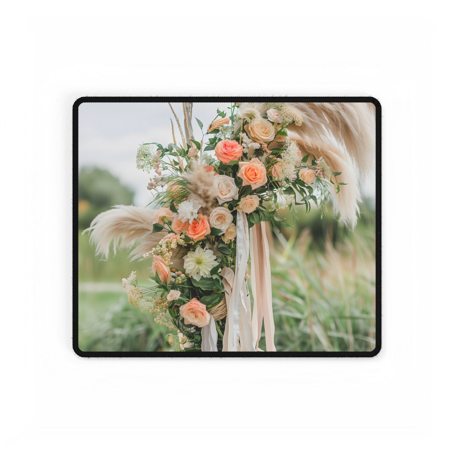 Whimsical Floral Wonders: Vibrant Pampas Garden Art - Desk Mat
