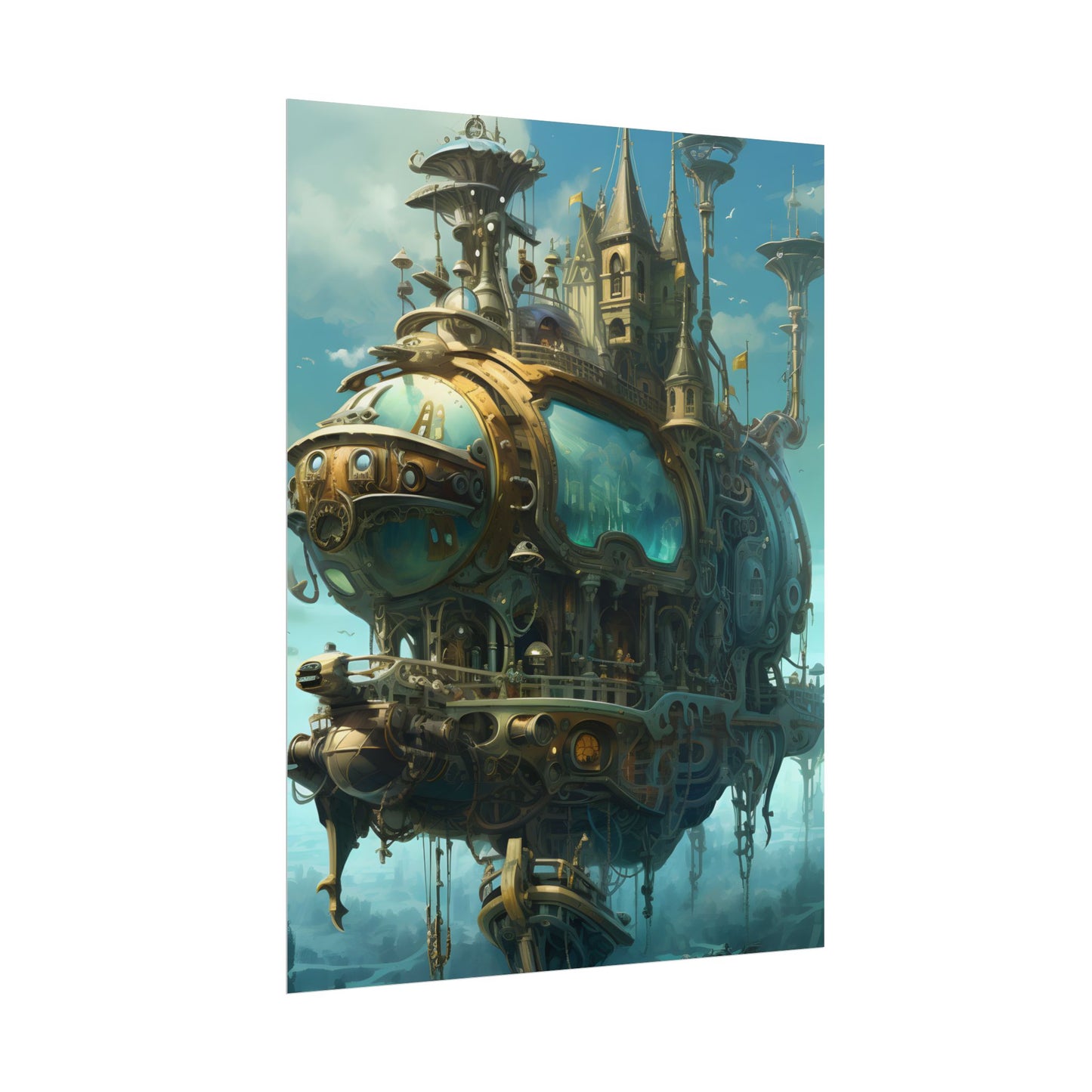 Steampunk Oceanic Adventure: A Crew's Journey Through Mechanical Tides - Poster