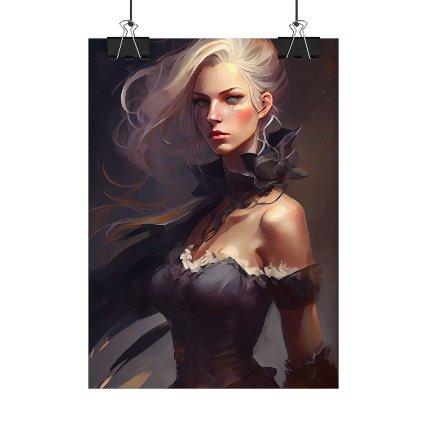Elegant Blonde Beauty: Whirling Portrait Art - Poster