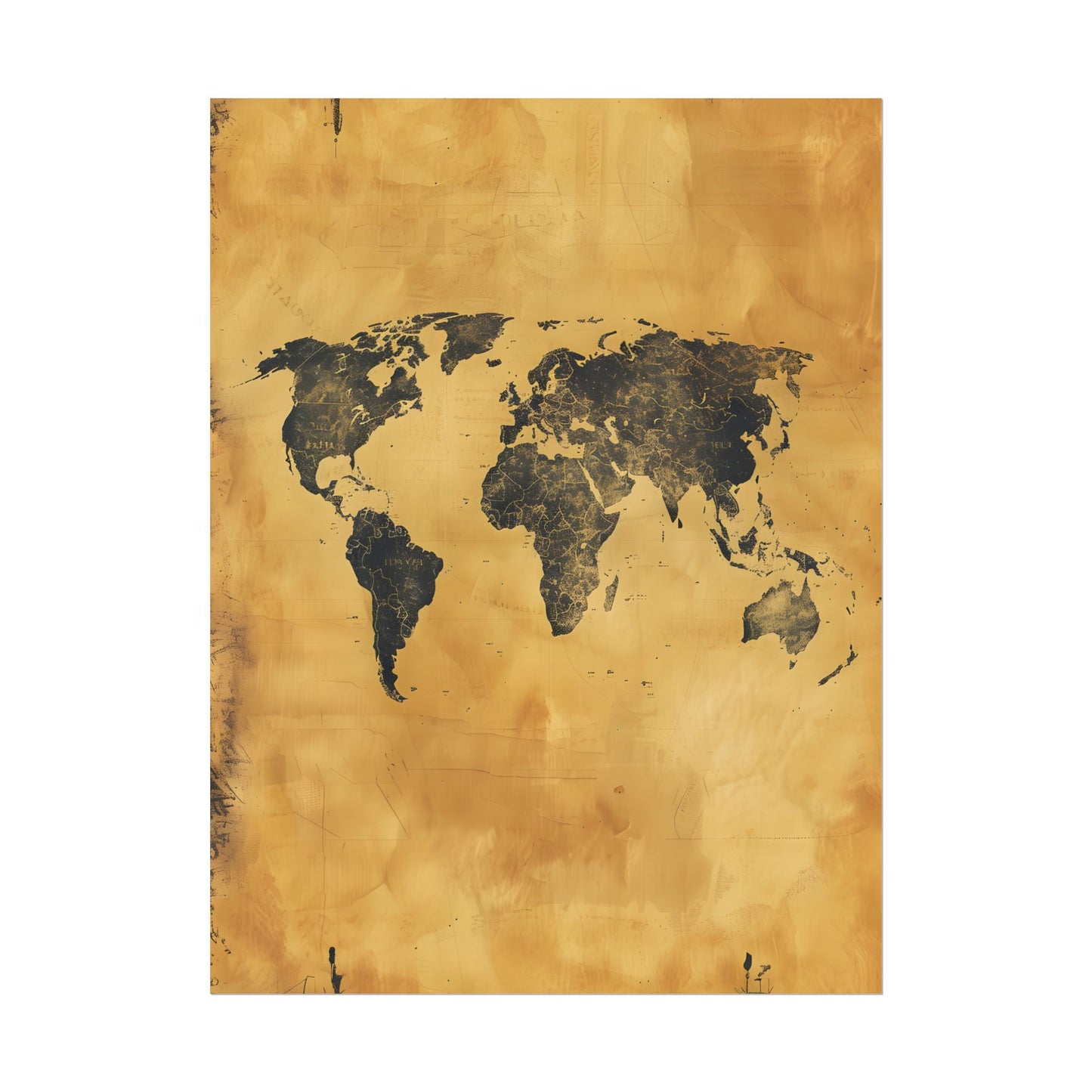 Vintage World Map: Decorative Art Piece - Poster