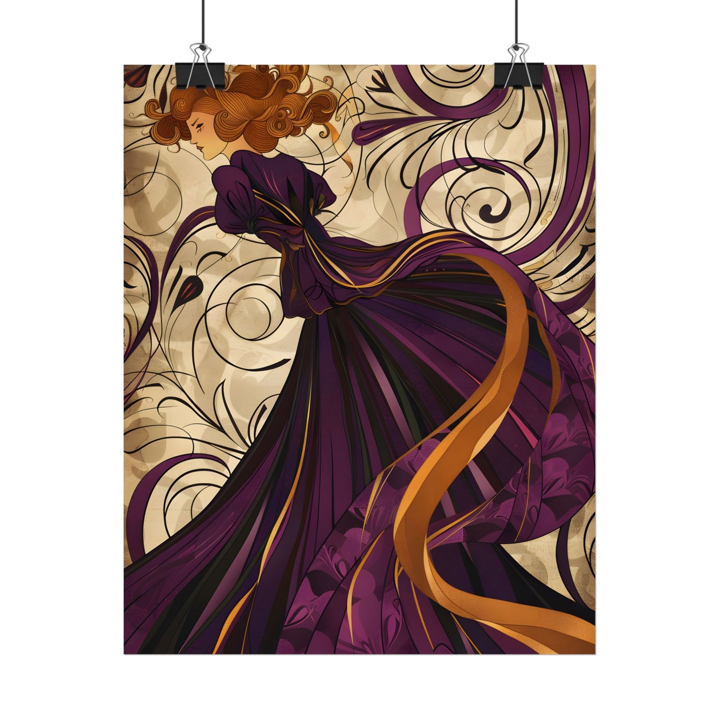 Art Nouveau Masterpiece: Elegant Geometric Design - Poster