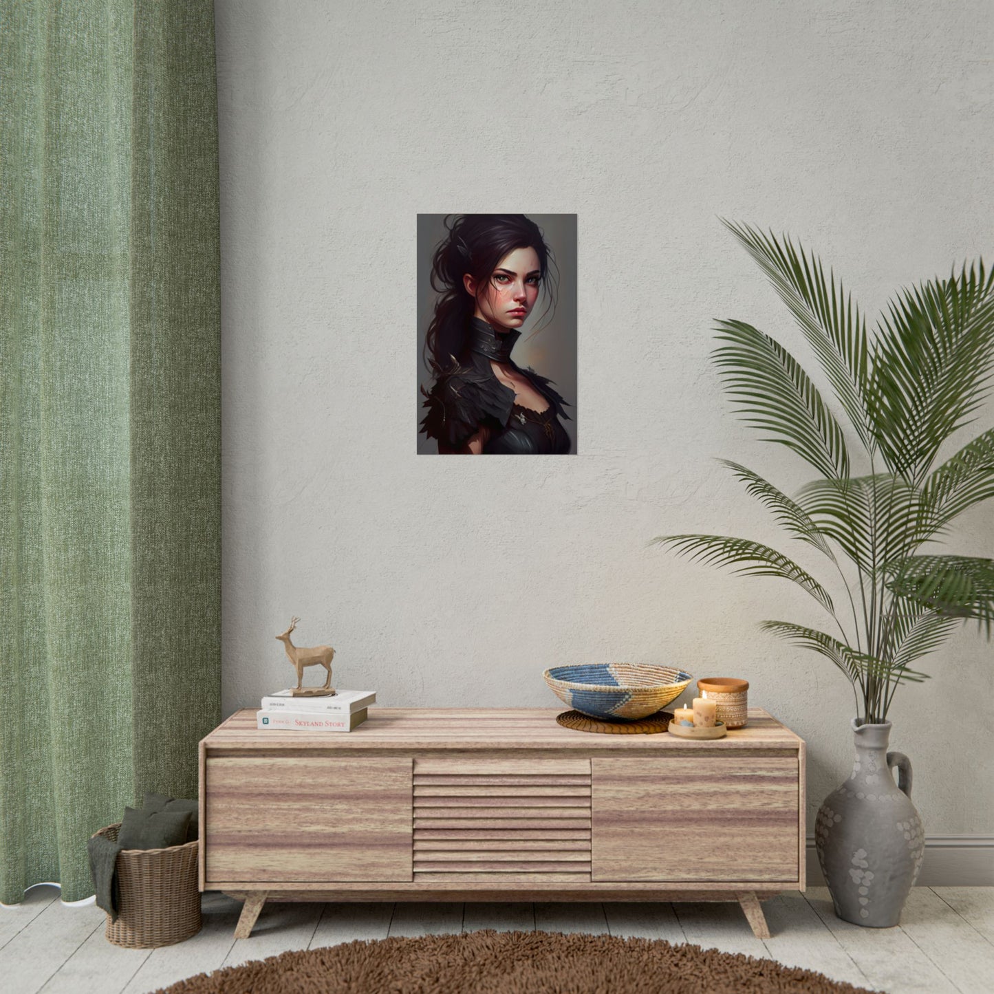 Artistic Female Portrait: Elegant Dress Digital Artwork - Poster