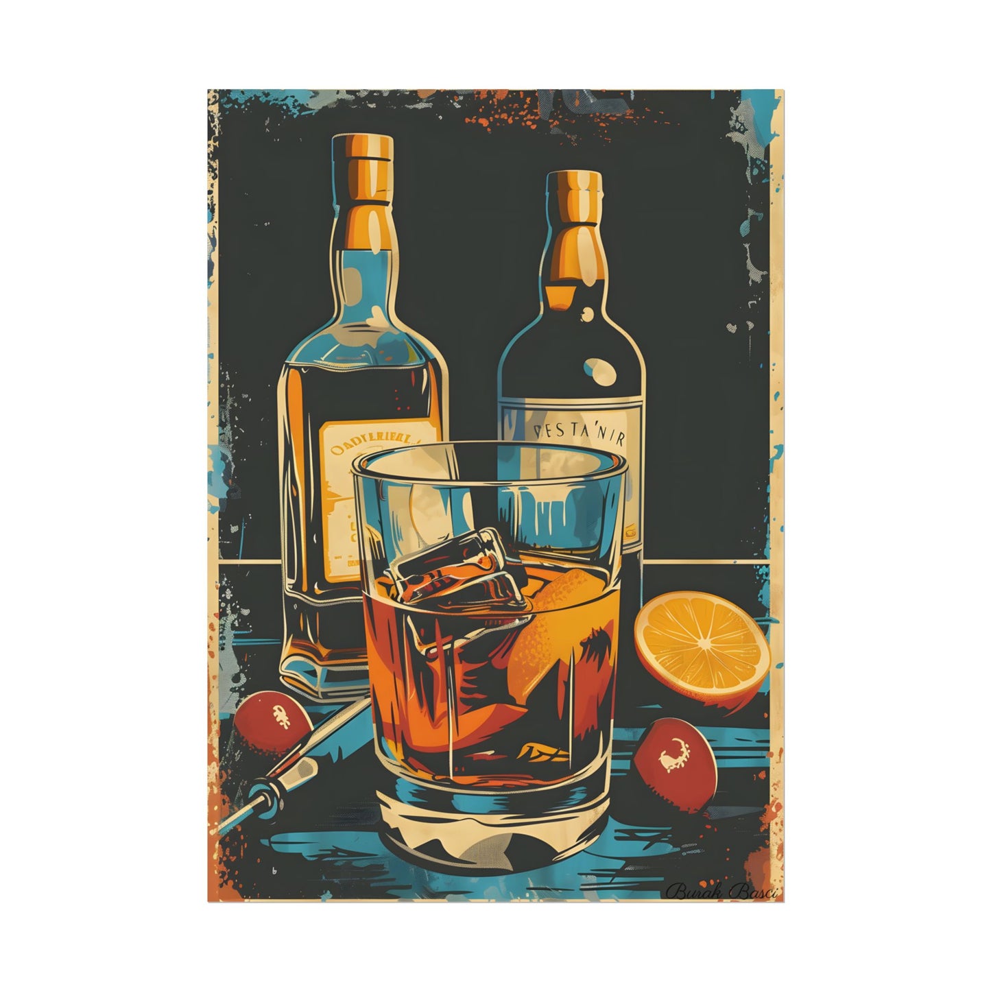 Vintage Cocktail Hour: Old-Fashioned Glass Artwork - Poster