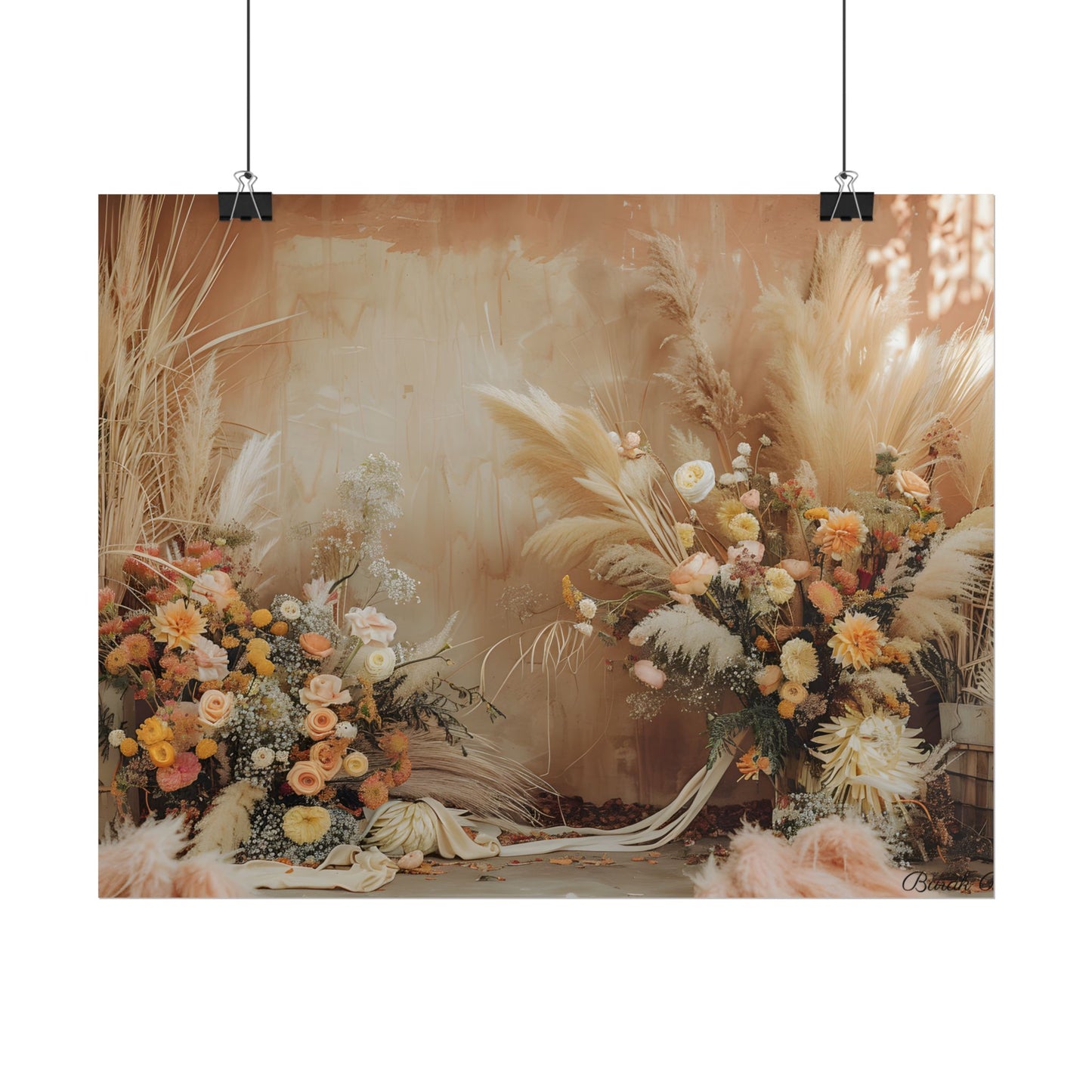 Whimsical Floral Pampas Find: Explore Calming Artwork - Poster