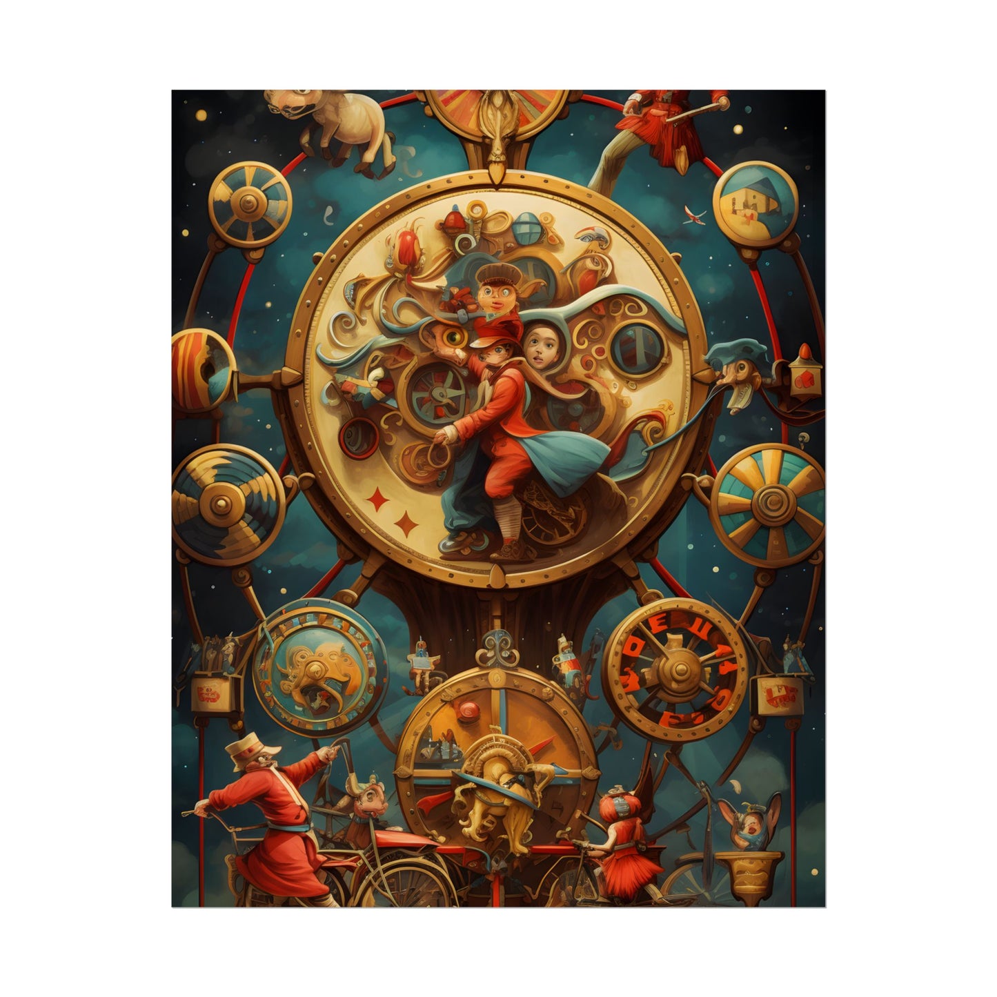 Whimsical Clockwork Circus: Fantastical Mechanical Art - Poster