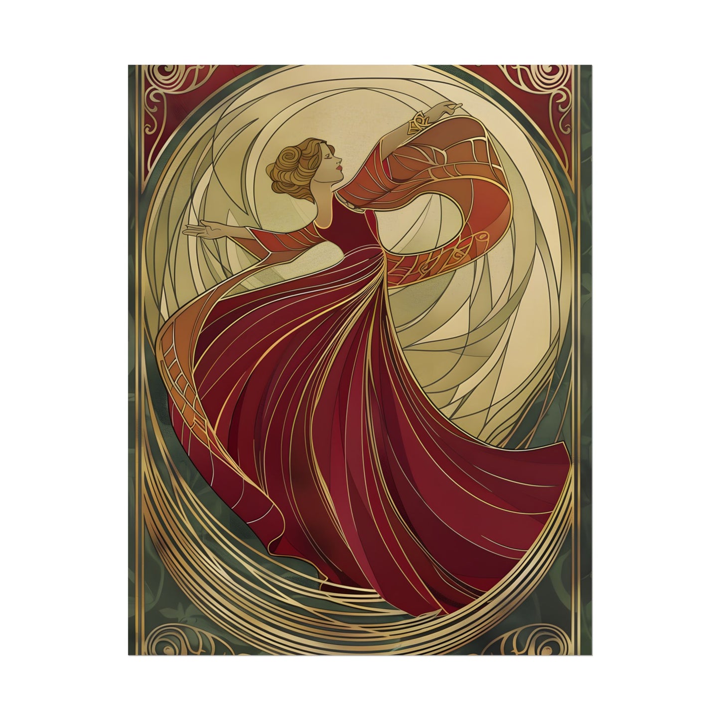 Vintage Art Nouveau Elegance: Black & White Poster - Poster