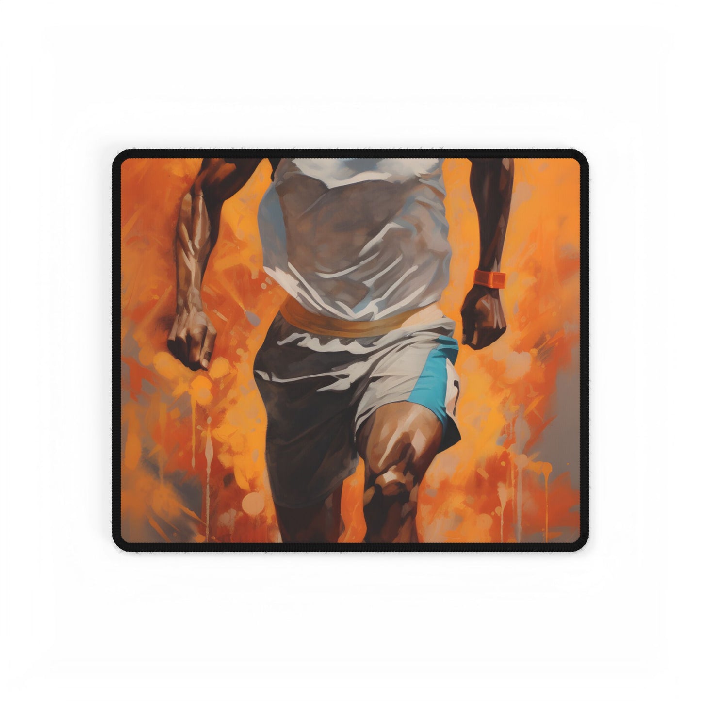 Dynamic Athlete: Passionate Portrait in Motion - Desk Mat