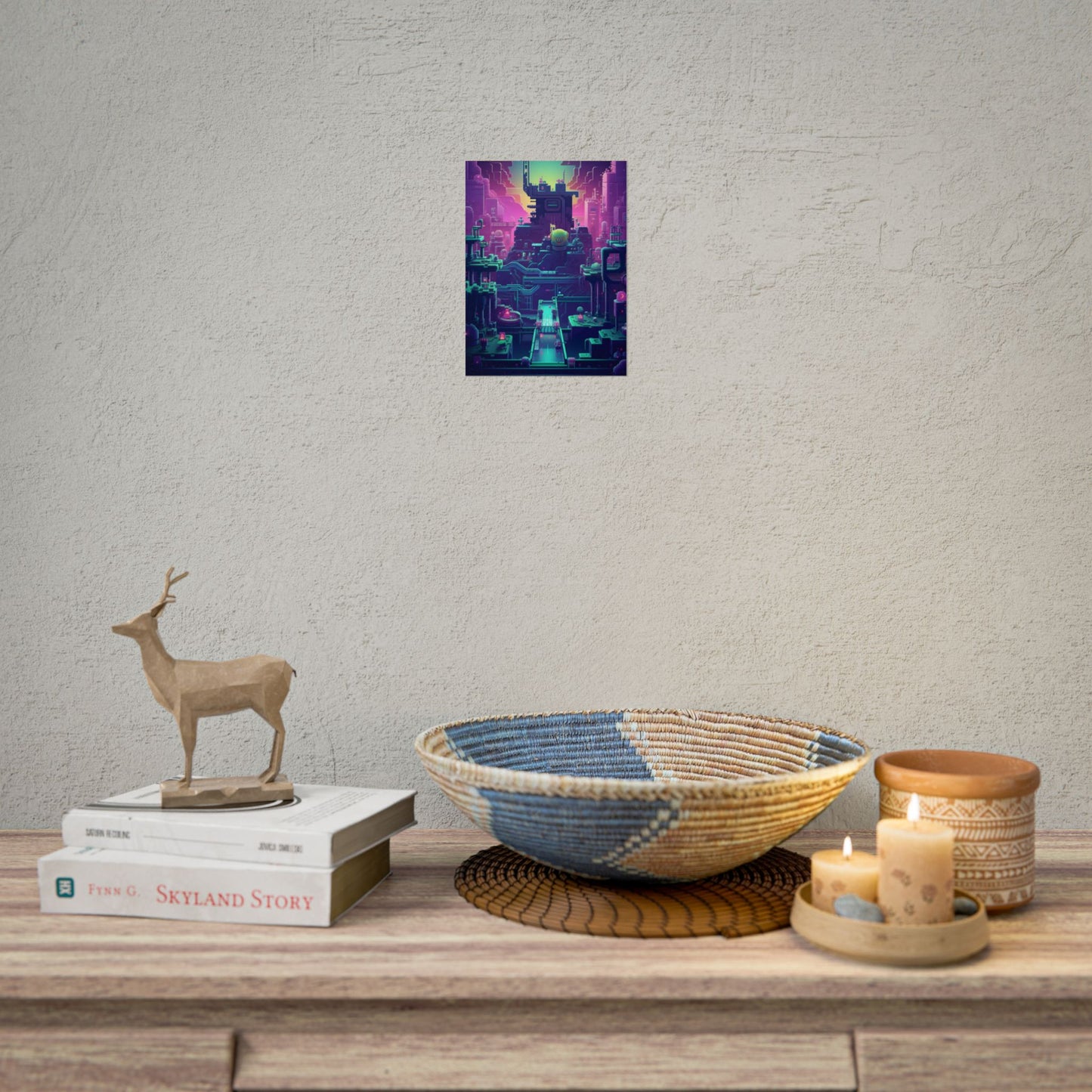 Vibrant Cyber-Pets: Gamified Pixelated Digital Art - Poster