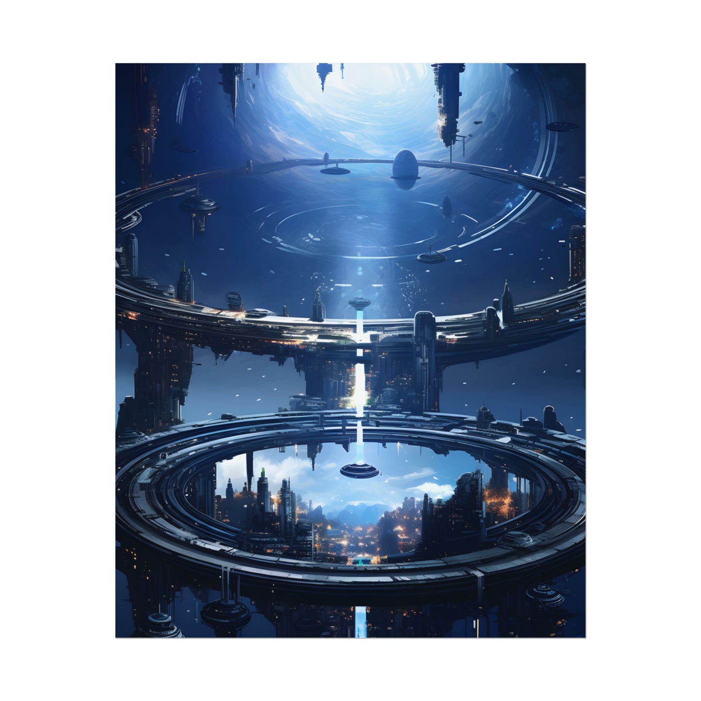 Aetherial Space Station: Massive, Futuristic Space Station in Orbit - Poster