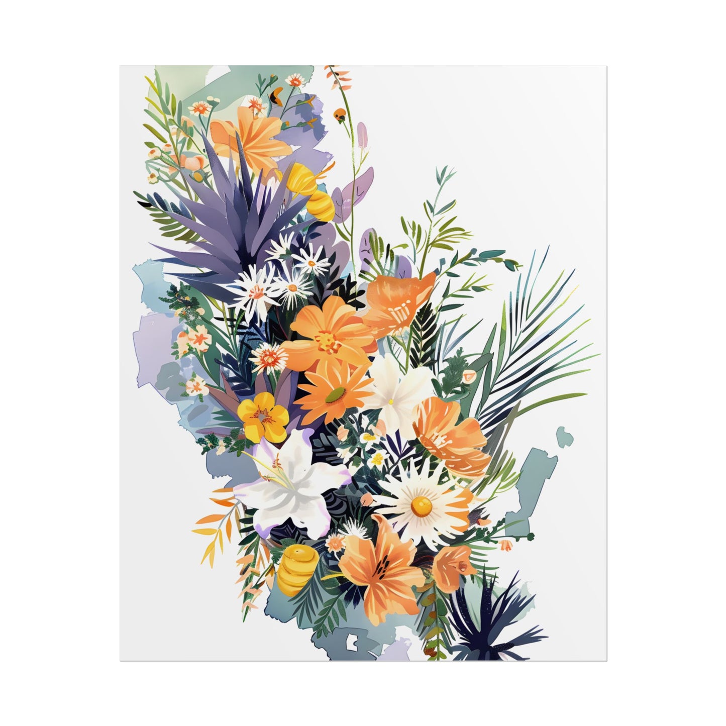 Whimsical Florida Map: Playful Art Illustration - Poster