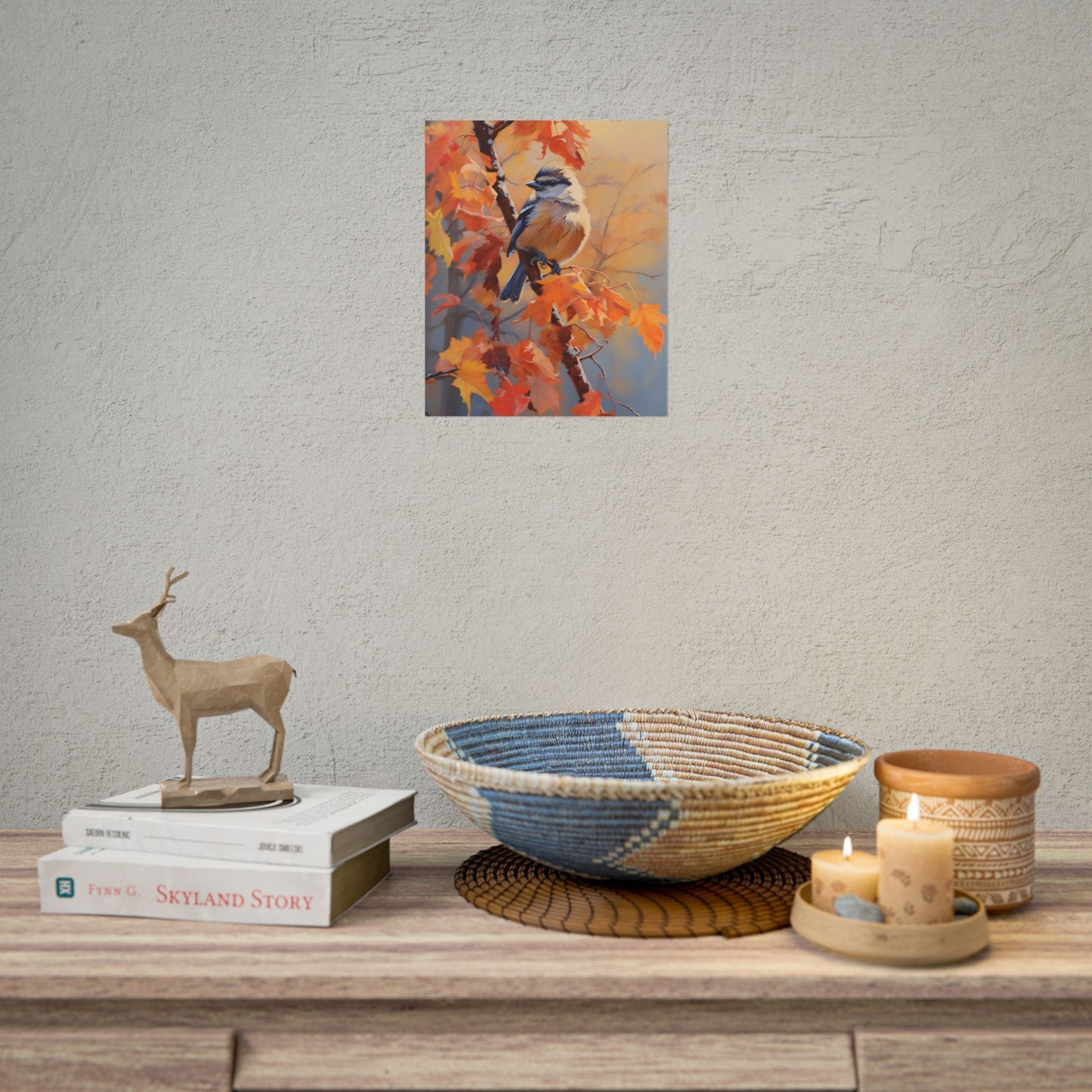 Vibrant Oak Branch: Oil Painting in Nature - Poster