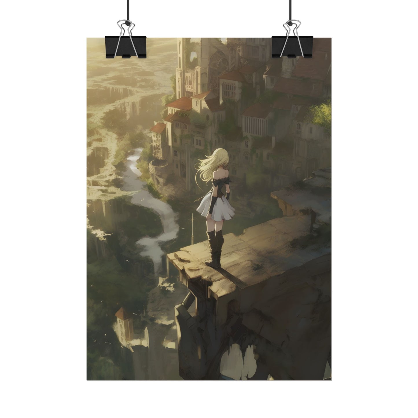 Dramatic Anime Blonde Female Digital Art - Poster