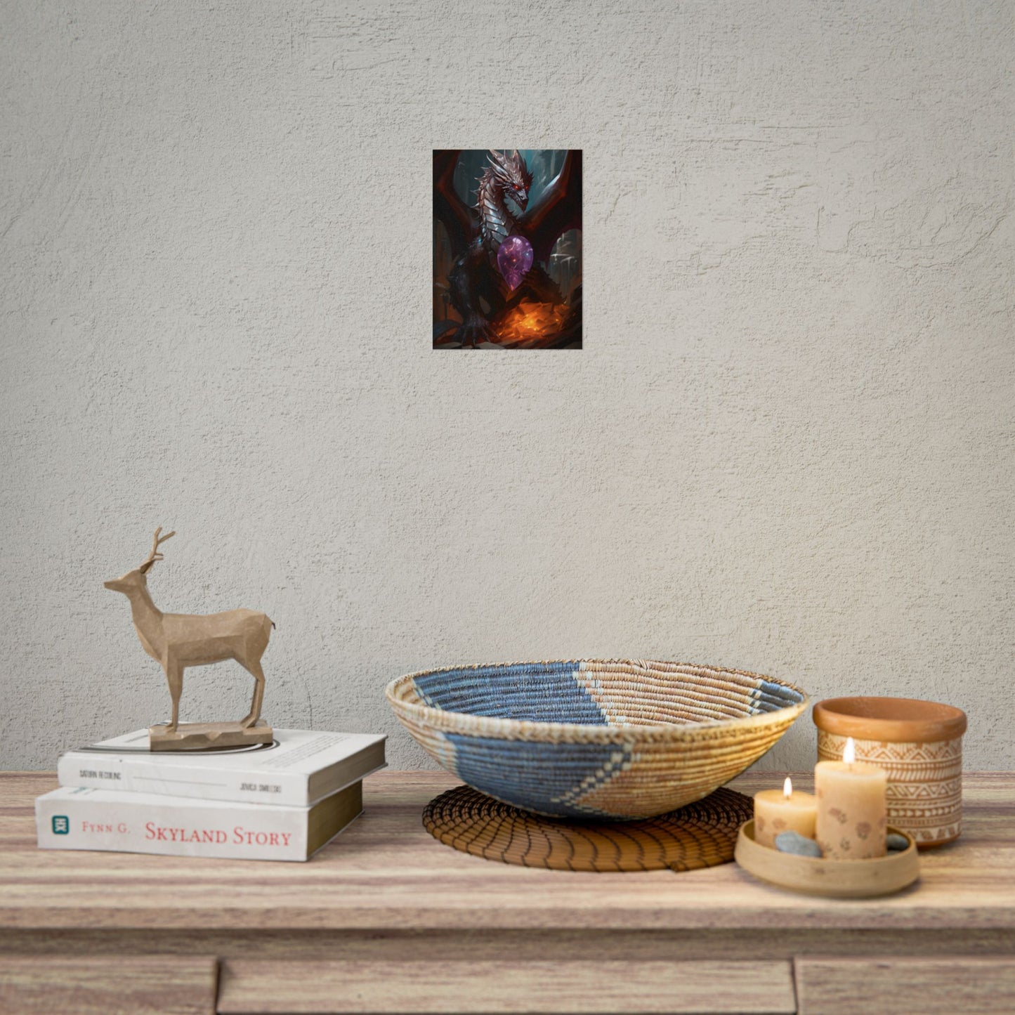 Ancient Fantasy Dragon Guarding Lair: Mythical Artwork - Poster