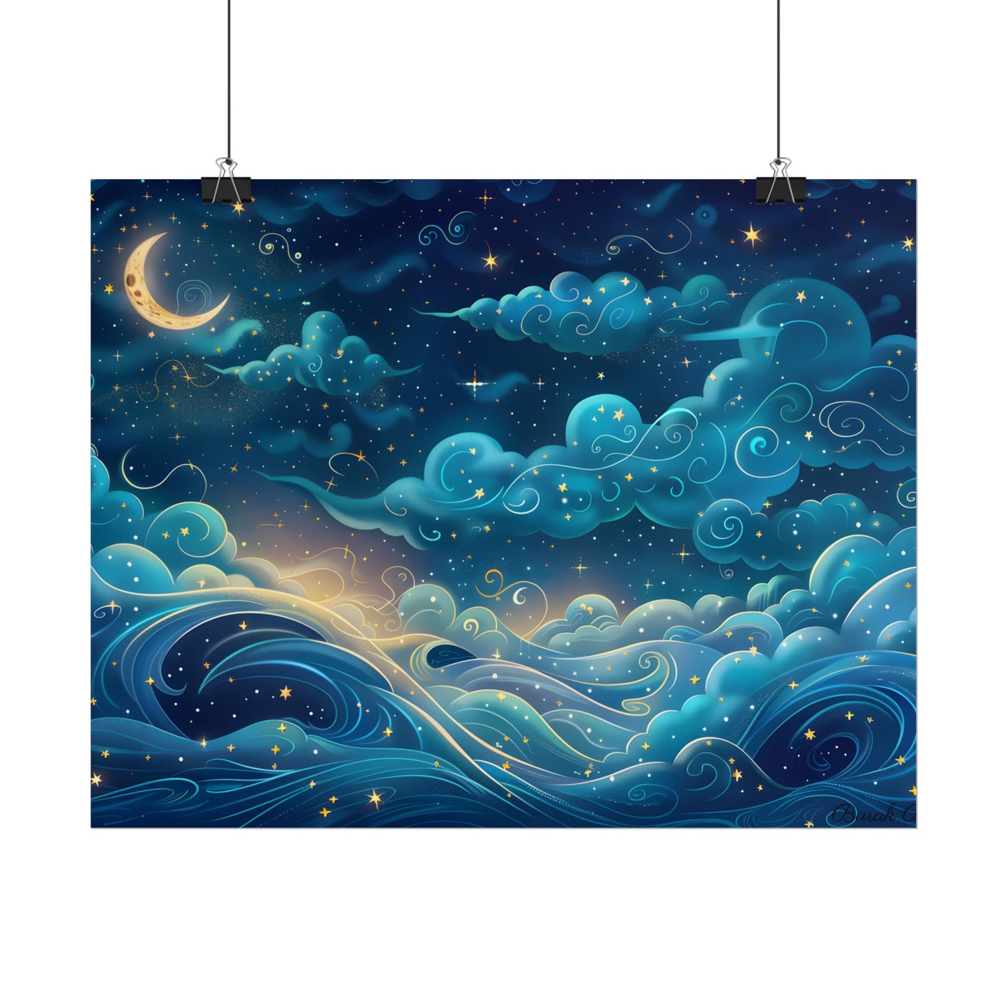 Twinkling Stellar Night Sky: Whimsical Dreamy Artwork - Poster