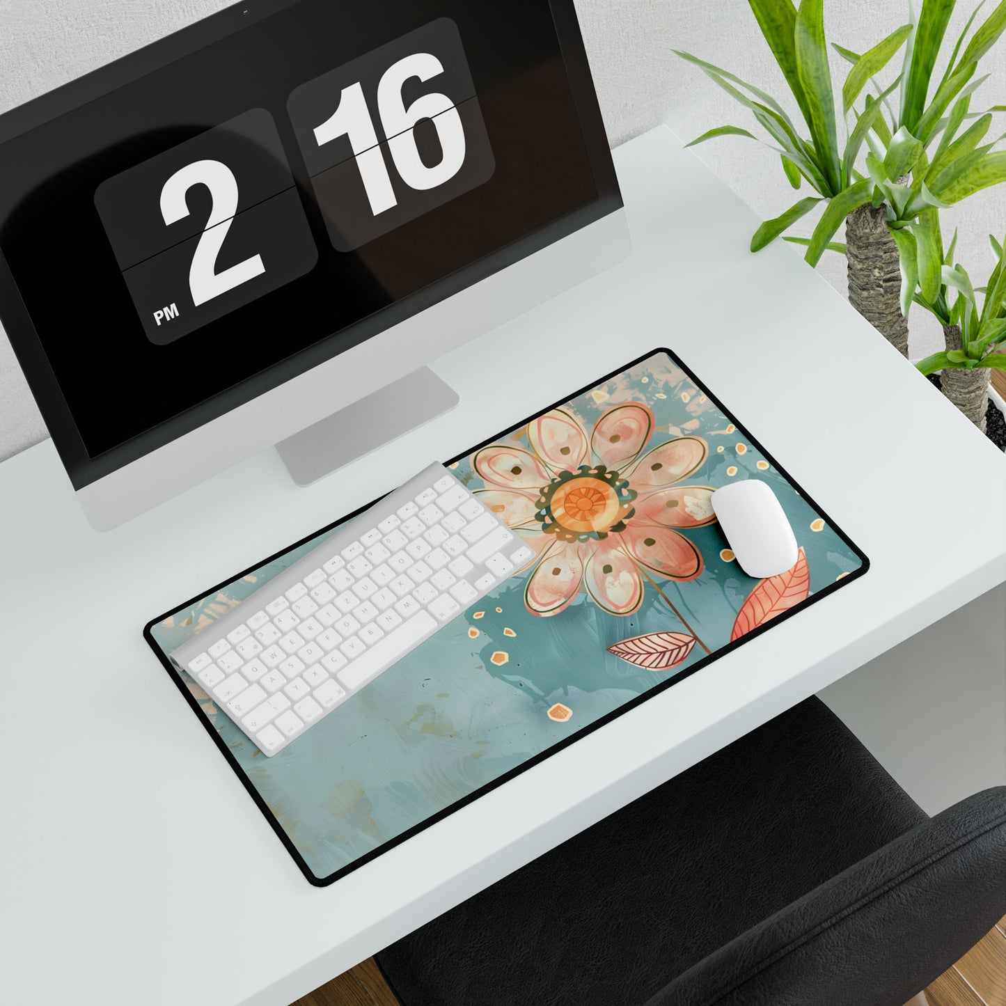 Whimsical Growth Mindset Flower: Blooming Art - Desk Mat