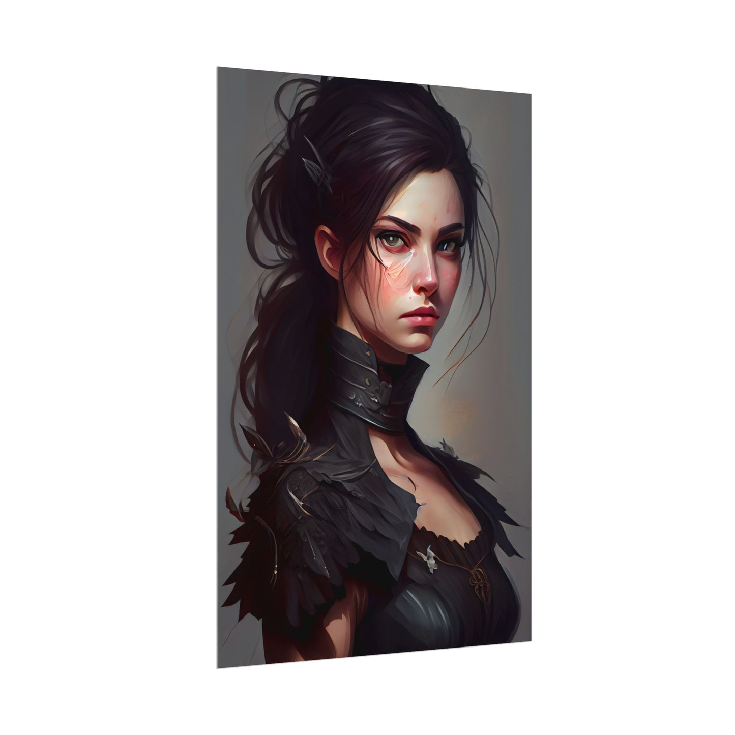 Artistic Female Portrait: Elegant Dress Digital Artwork - Poster