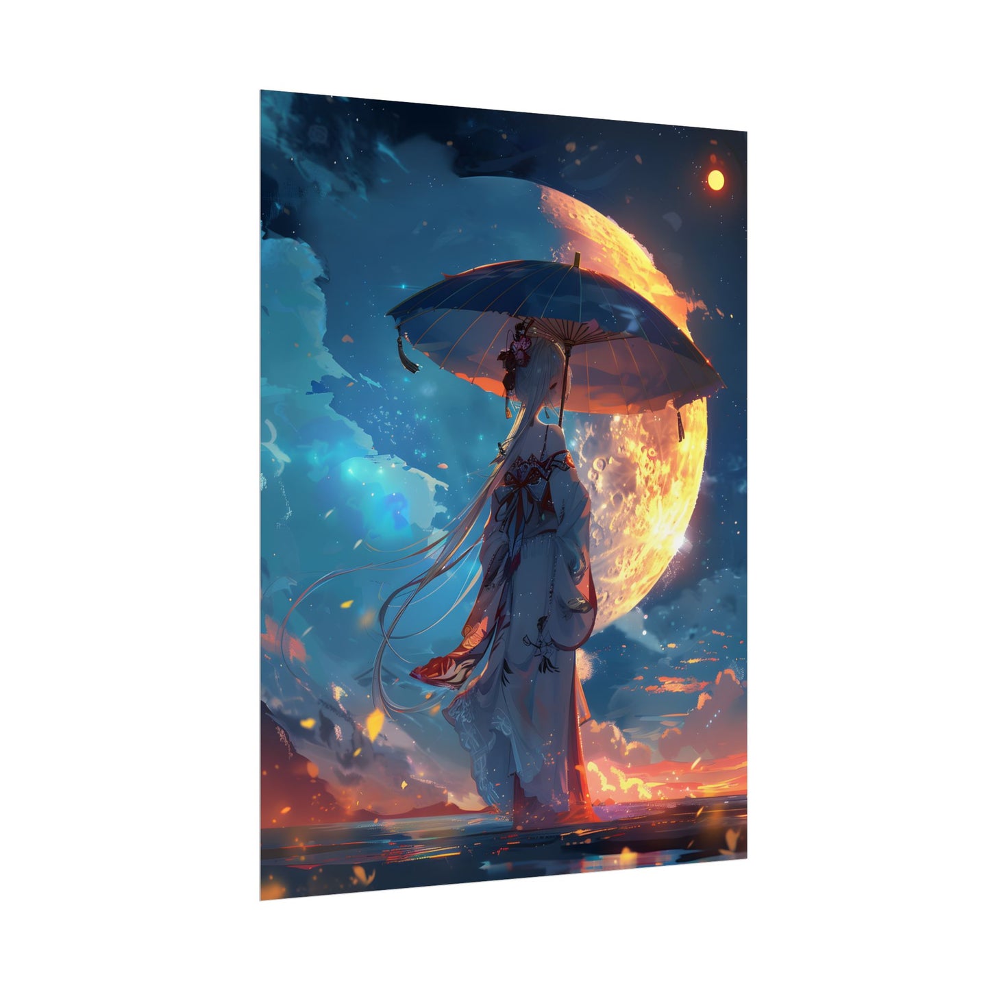 Winter Anime Girl: Holding Umbrella in Snowy Scene - Poster