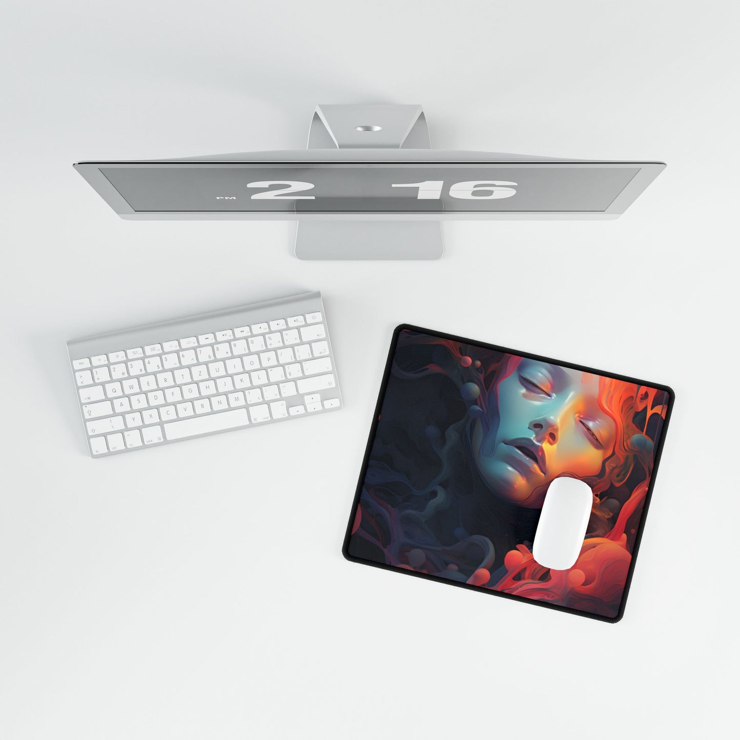 Abstract Cyber Dreamscape: Digital Artwork - Desk Mat