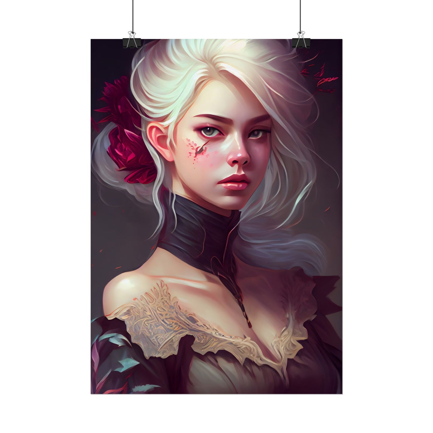 Blonde Beauty in Nature: Realistic Portrait Art - Poster