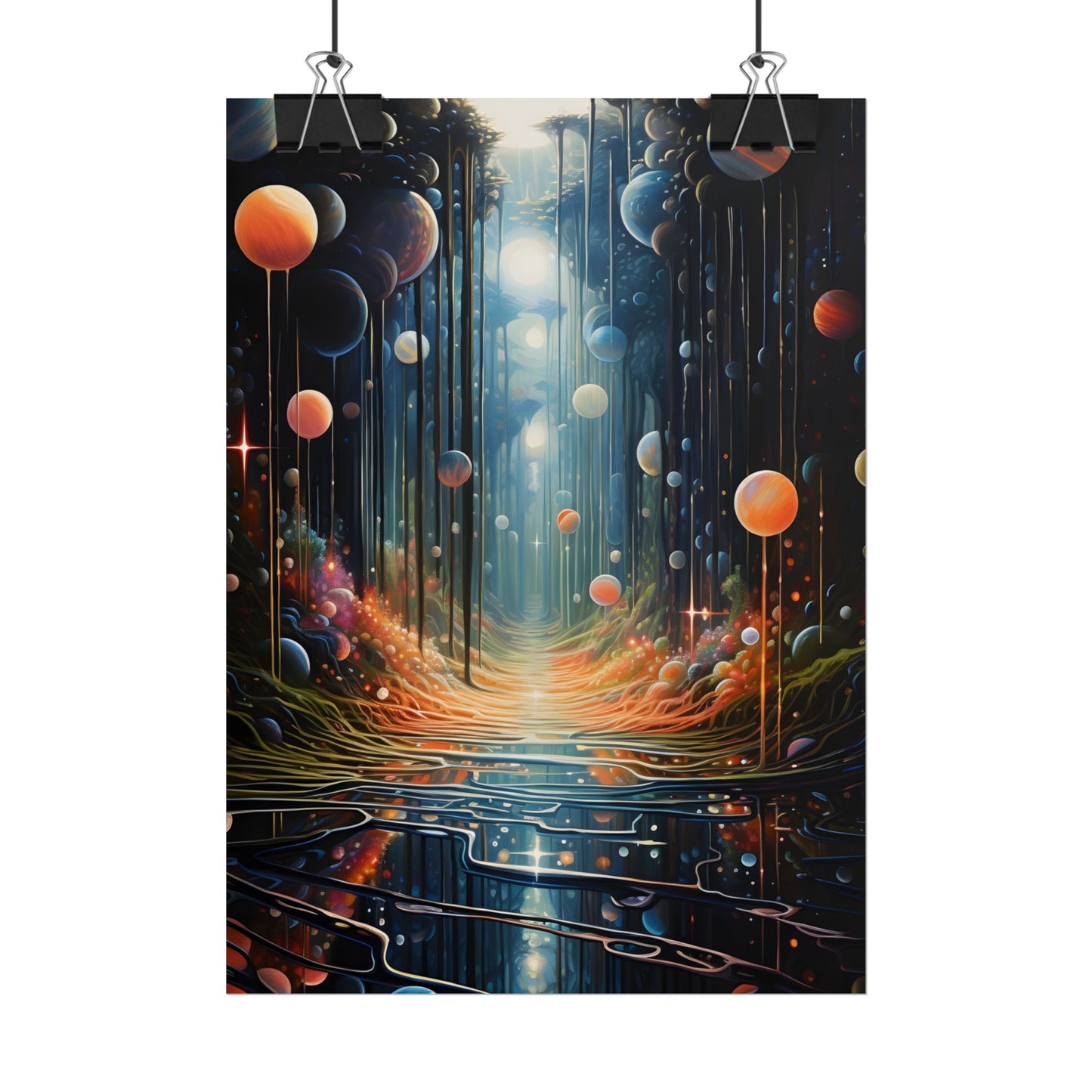 Vibrant Celestial Art Gallery: Otherworldly Landscape - Poster