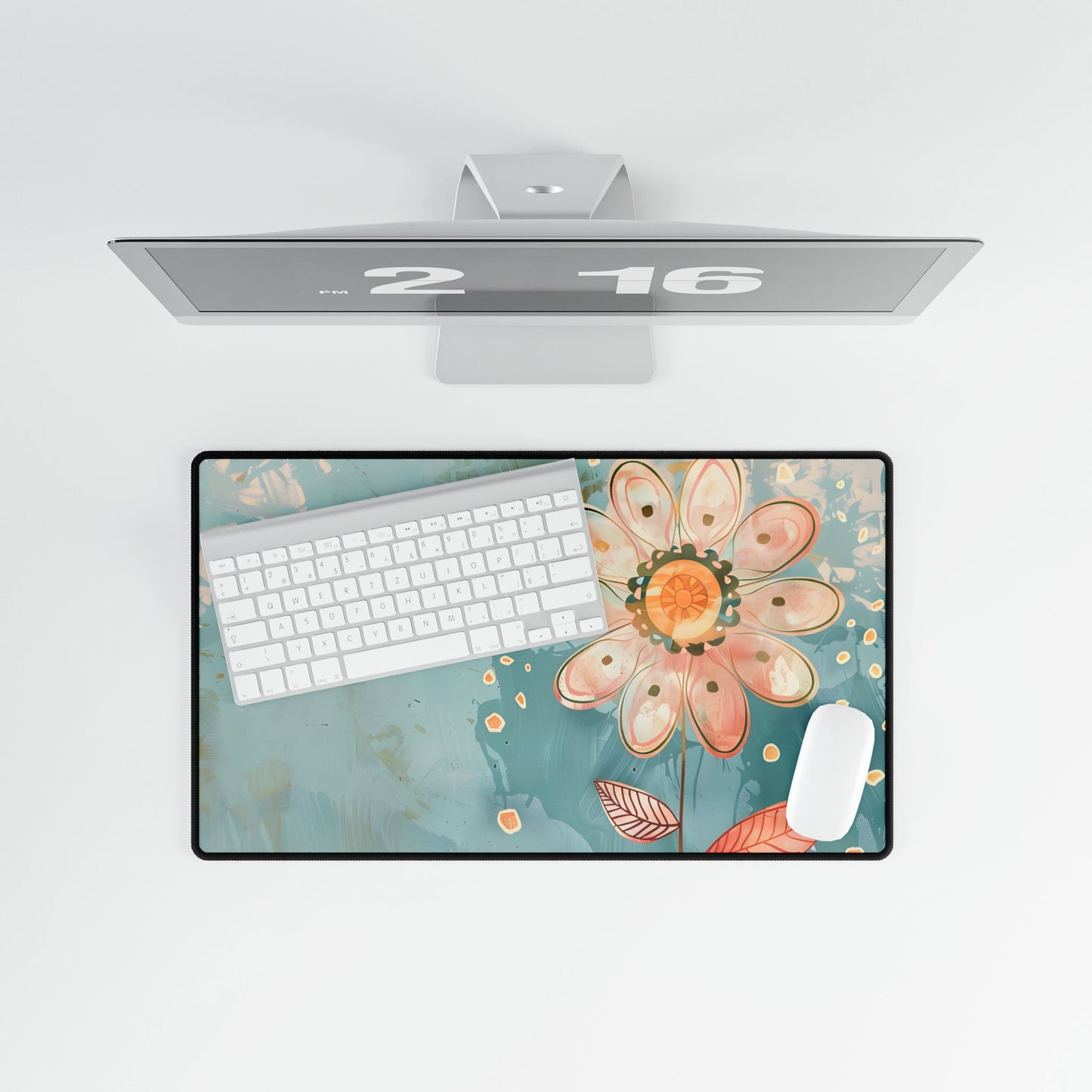 Whimsical Growth Mindset Flower: Blooming Art - Desk Mat