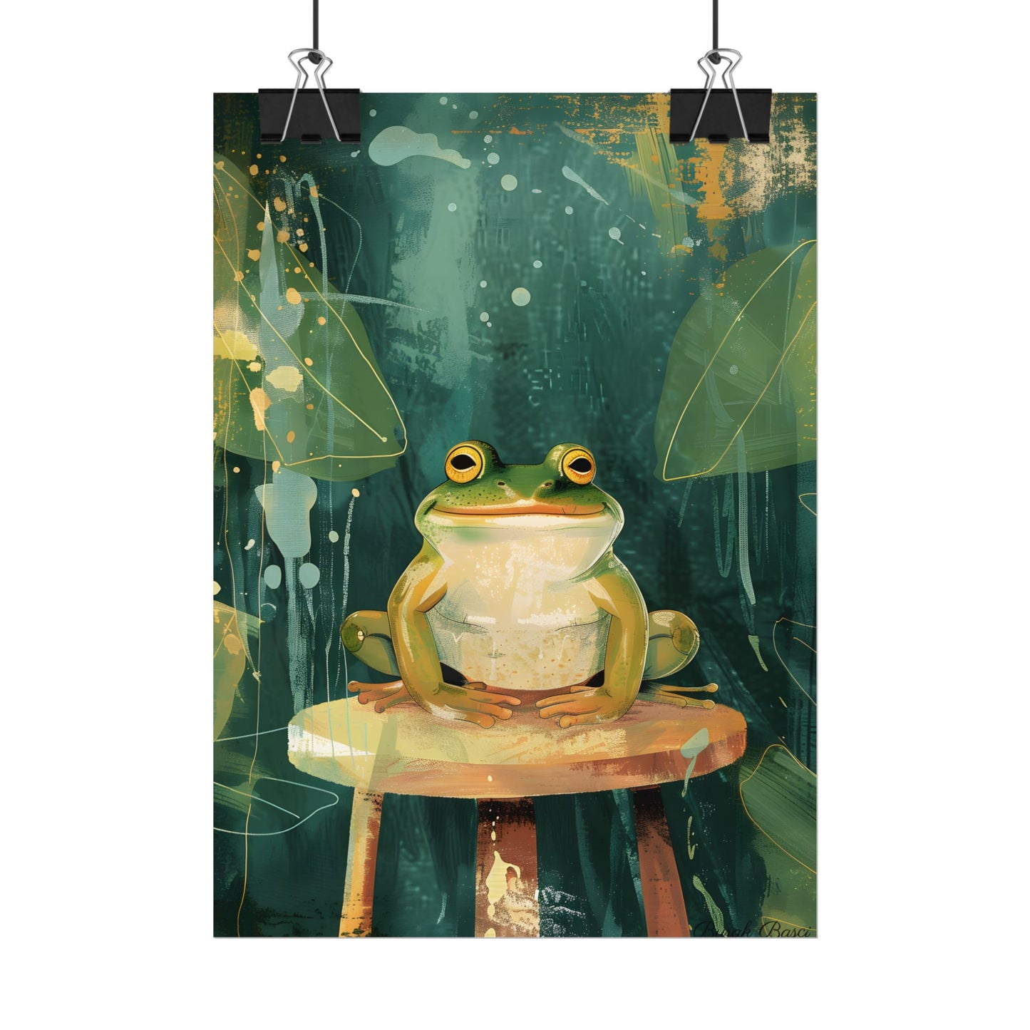 Whimsical Frog Cartoon: Colorful Ta Illustration - Poster