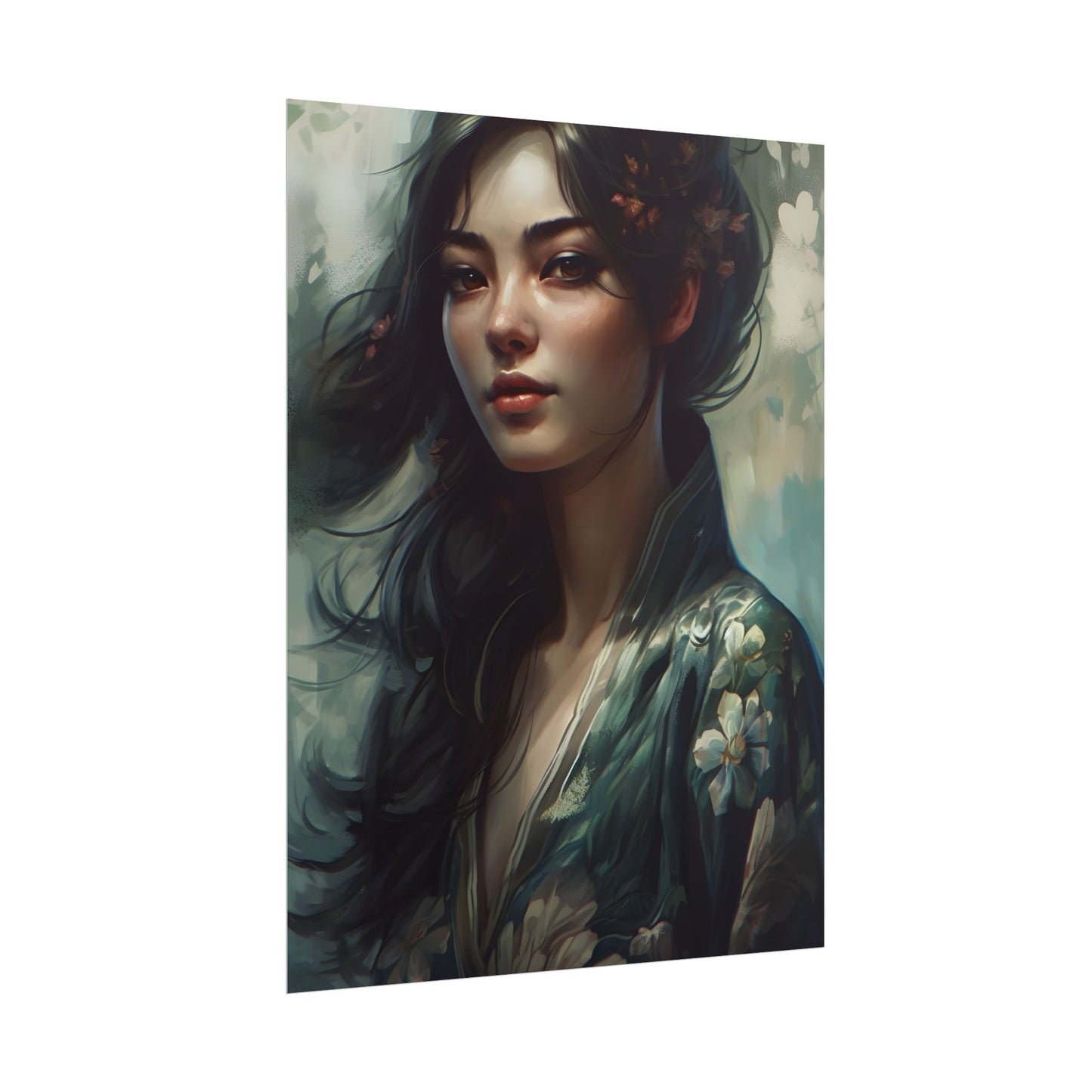 Astonishing Realistic Brown Hair Female Portrait: Studio Artwork - Poster