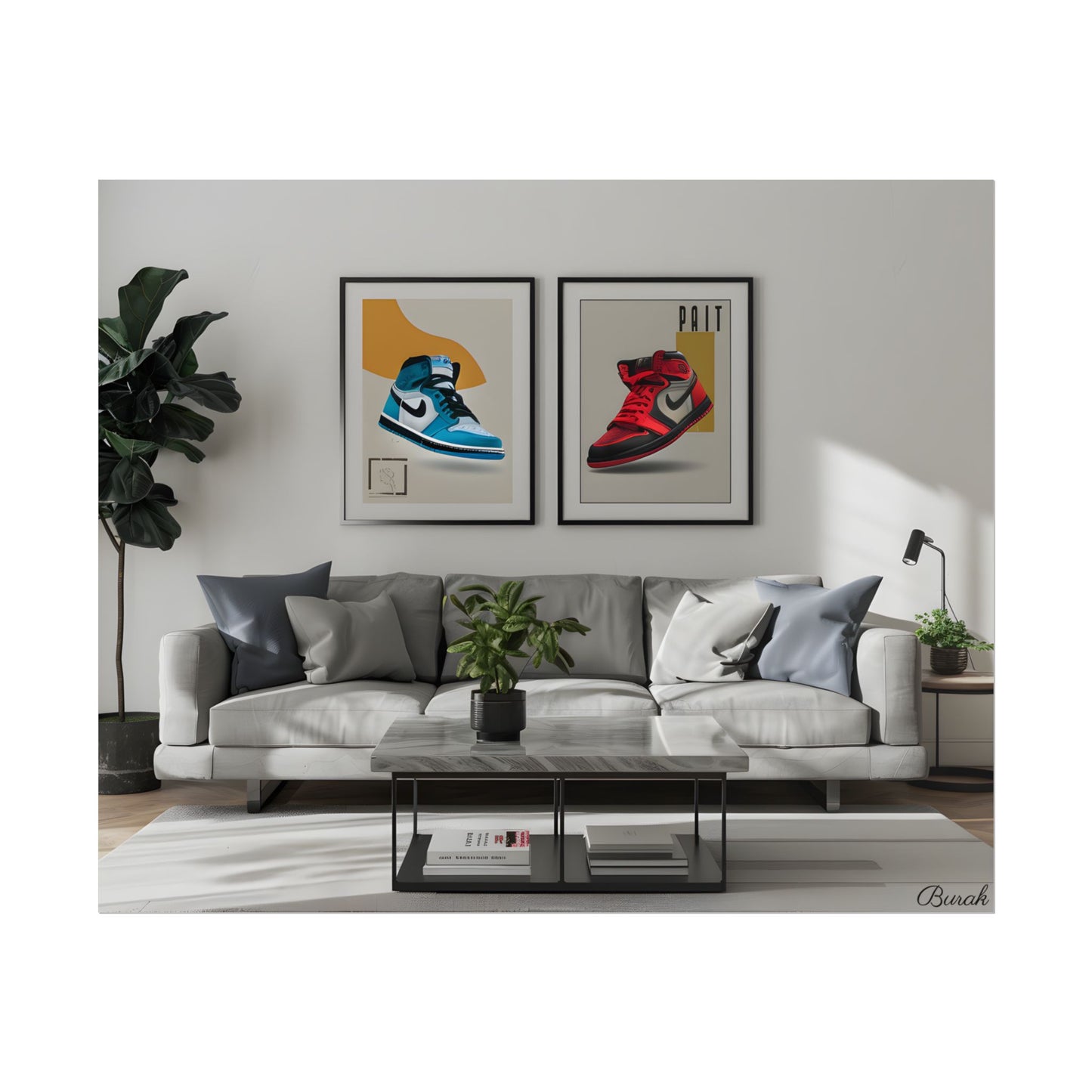 Minimalist Modern Living Room: Neutral Colors & Natural Light Art - Poster