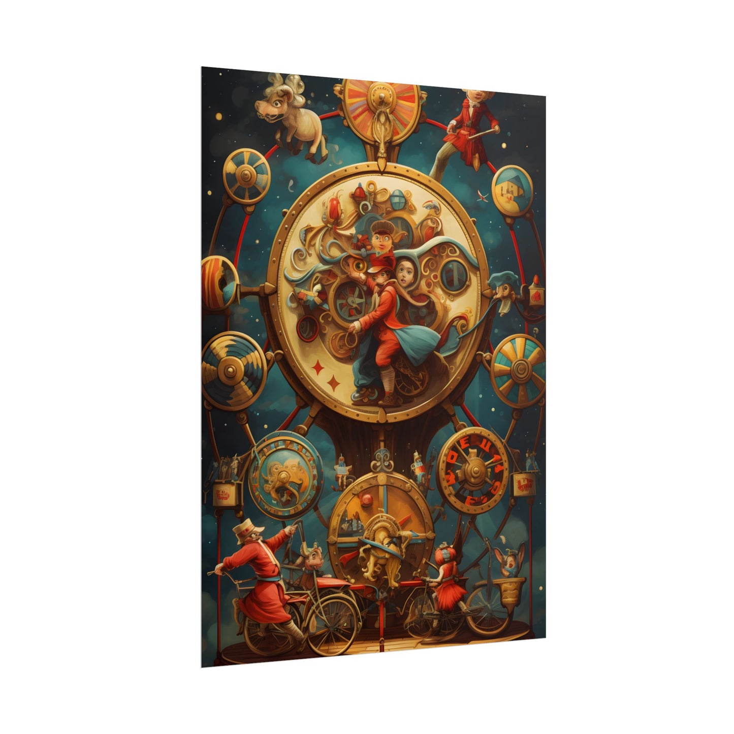 Whimsical Clockwork Circus: Fantastical Mechanical Art - Poster