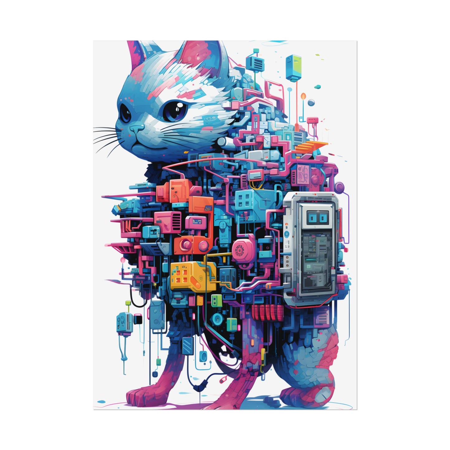 Whimsical Pixelated Cyber Pet: Retro-Style Digital Art - Poster