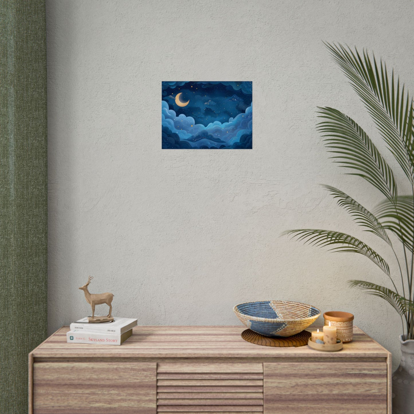 Whispers of a Whimsical Night Sky: Dreamy Celestial Artwork - Poster
