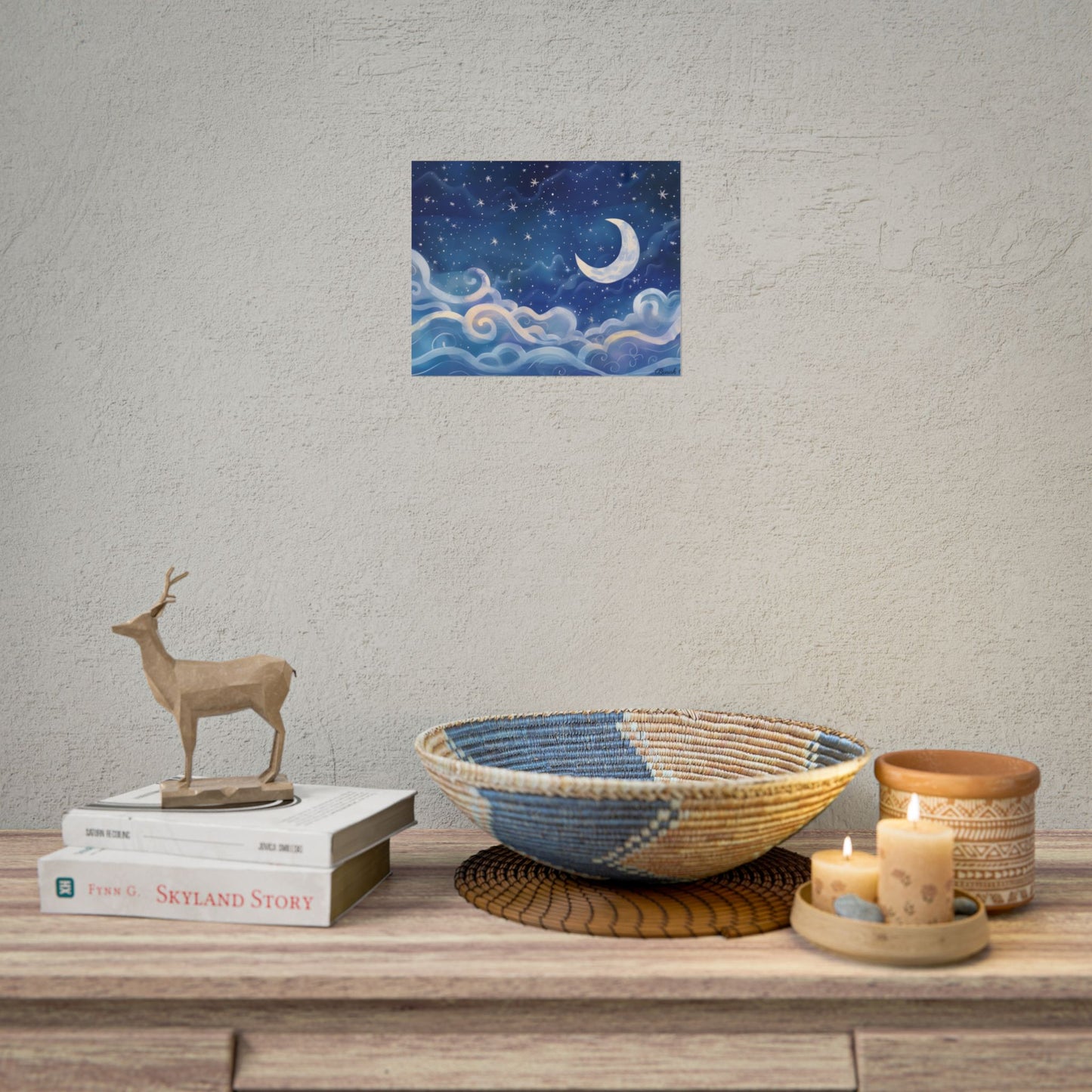 Whimsical Night Sky Dreams: Magical Illustration - Poster
