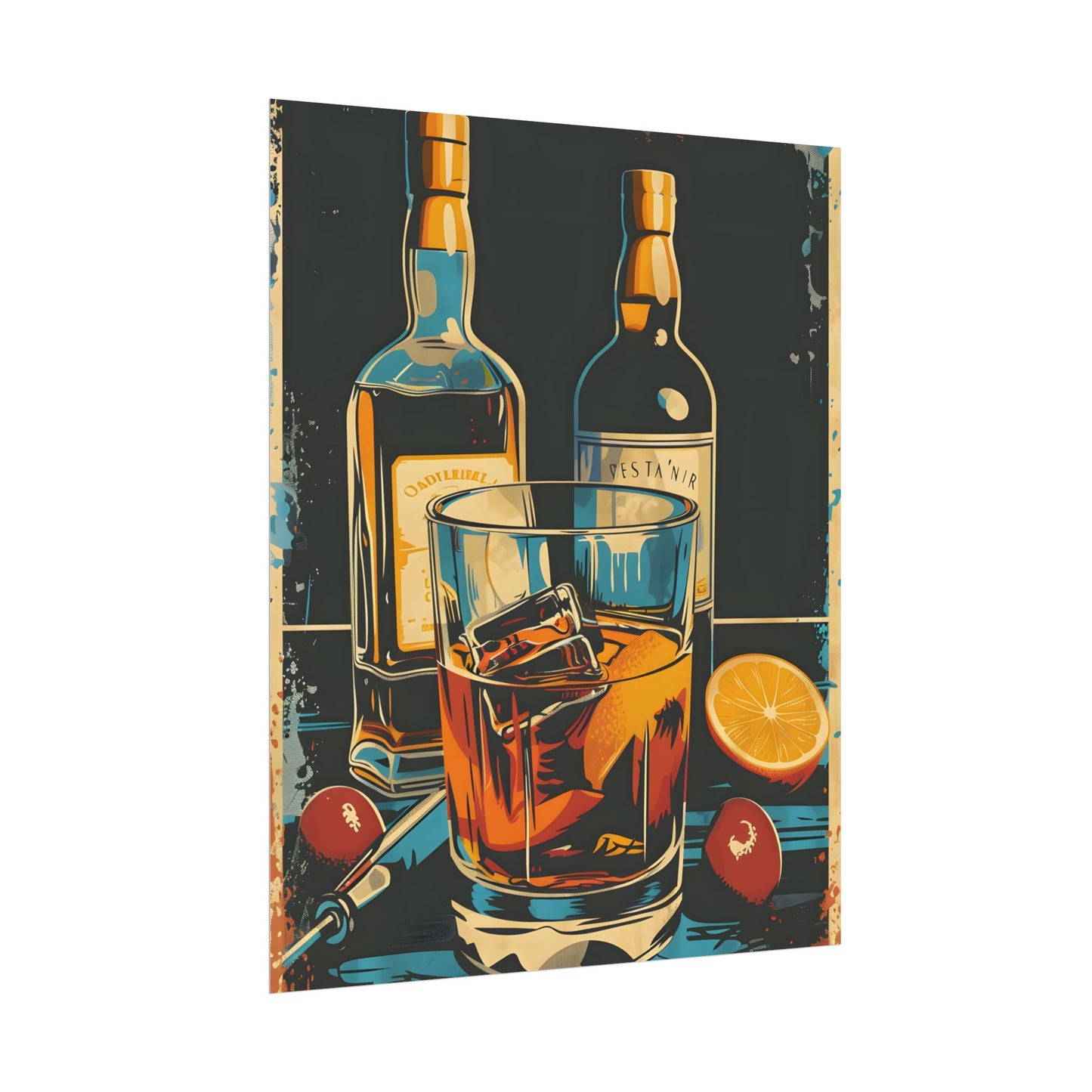 Vintage Cocktail Hour: Old-Fashioned Glass Artwork - Poster