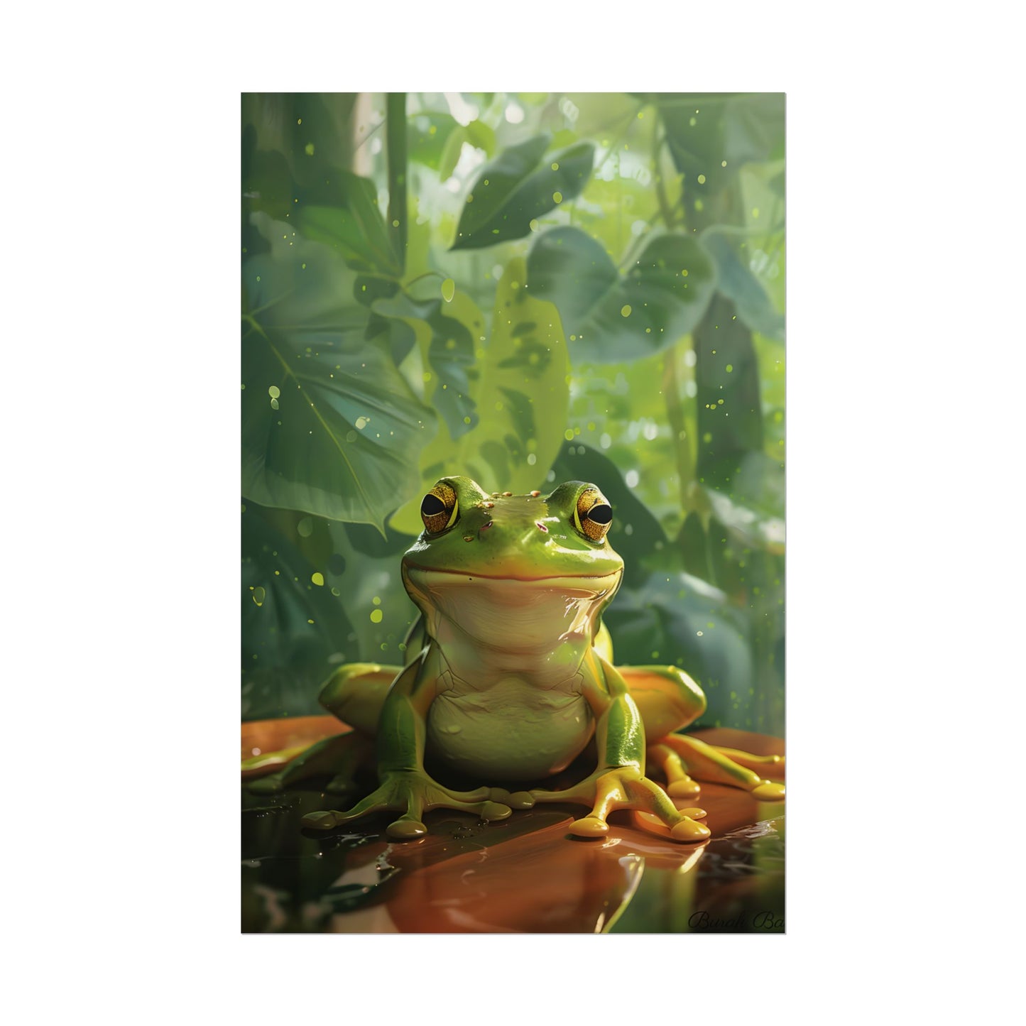 Whimsical Frog Oasis: A Peaceful Lily Pad Scene - Poster
