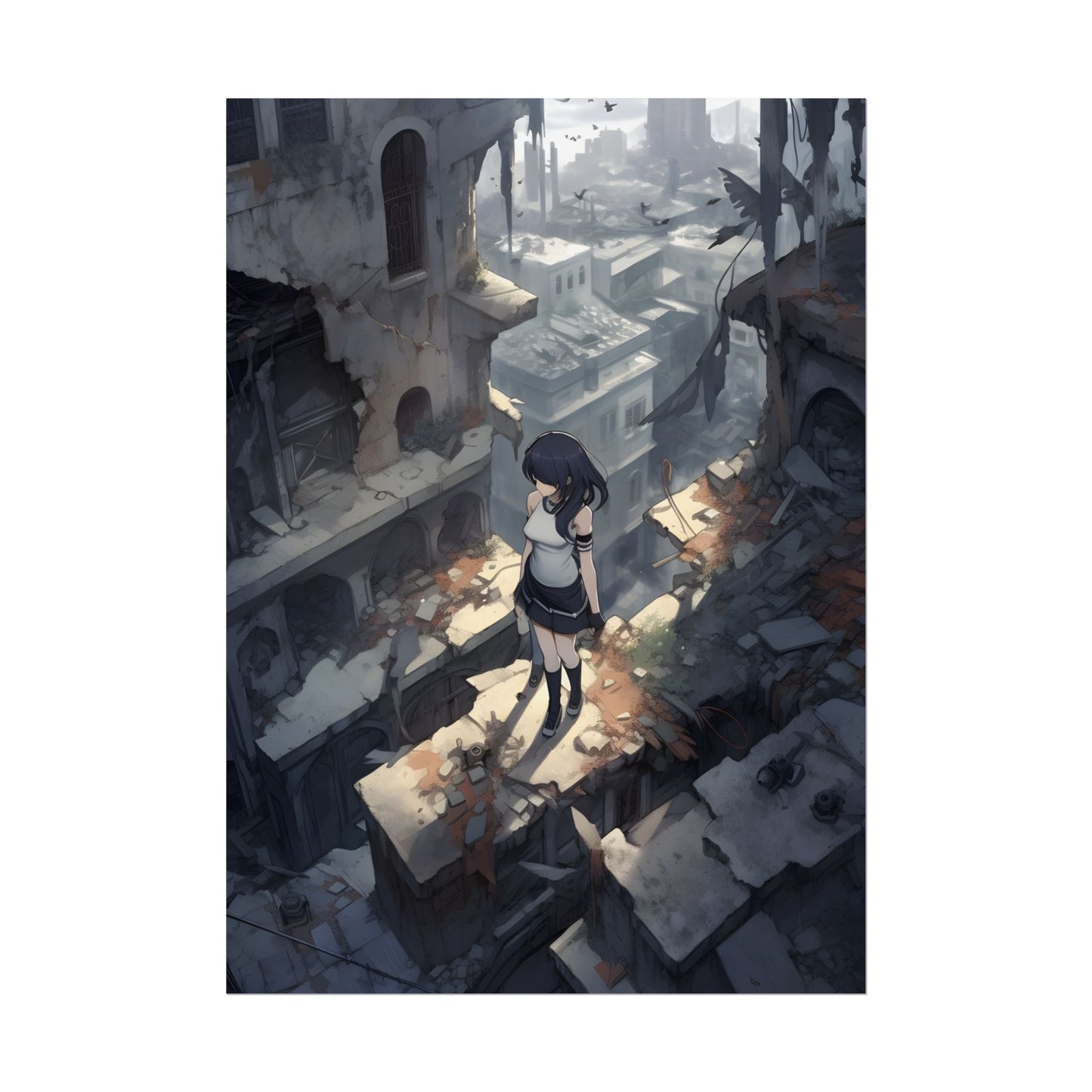 Anime Bird in Flight: Delicate Details in Mid-Air - Poster