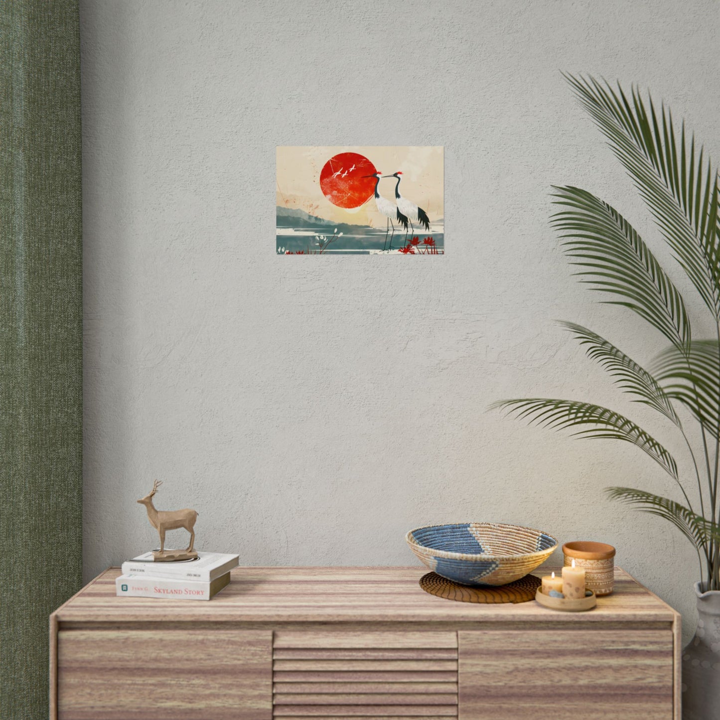 Serene Crane Landscape: Two Industrial Cranes in Nature - Poster