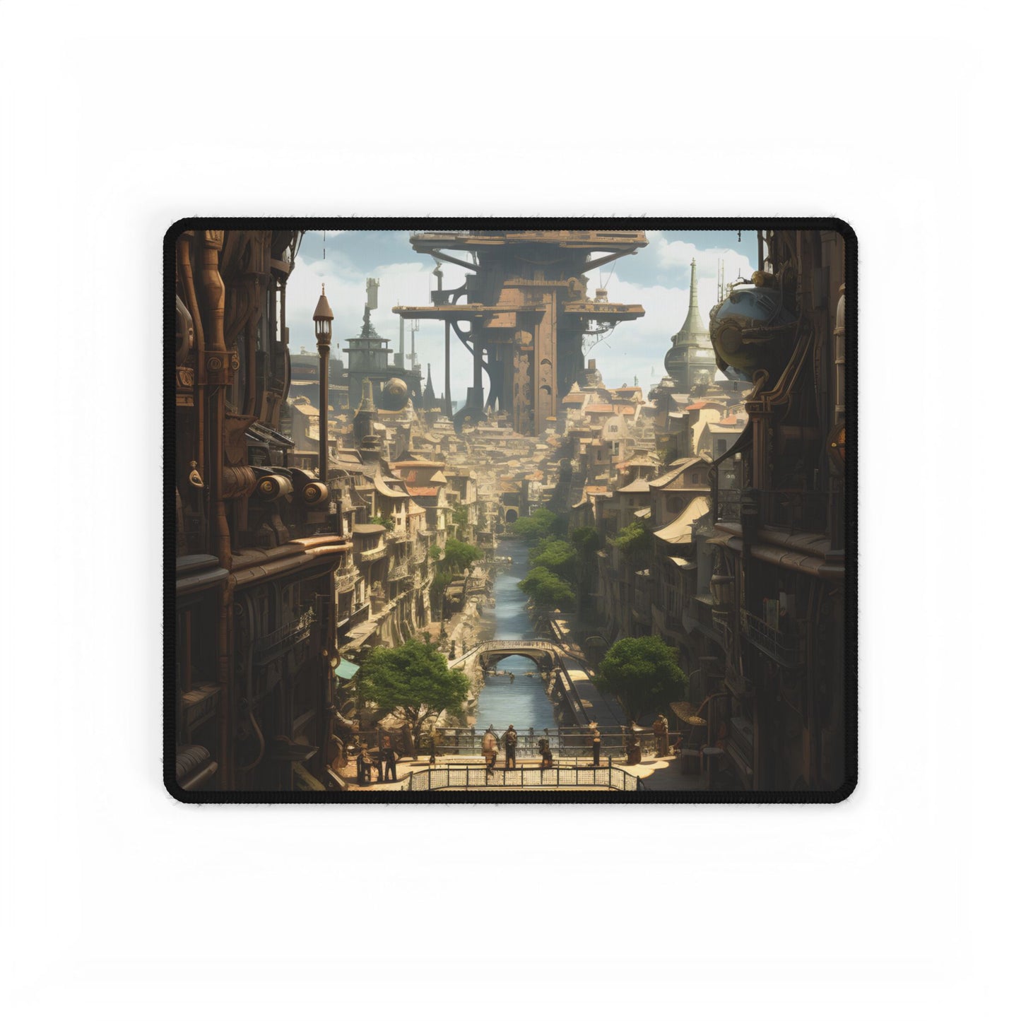 Steampunk Paris 1875: Vintage Cityscape Artwork - Desk Mat