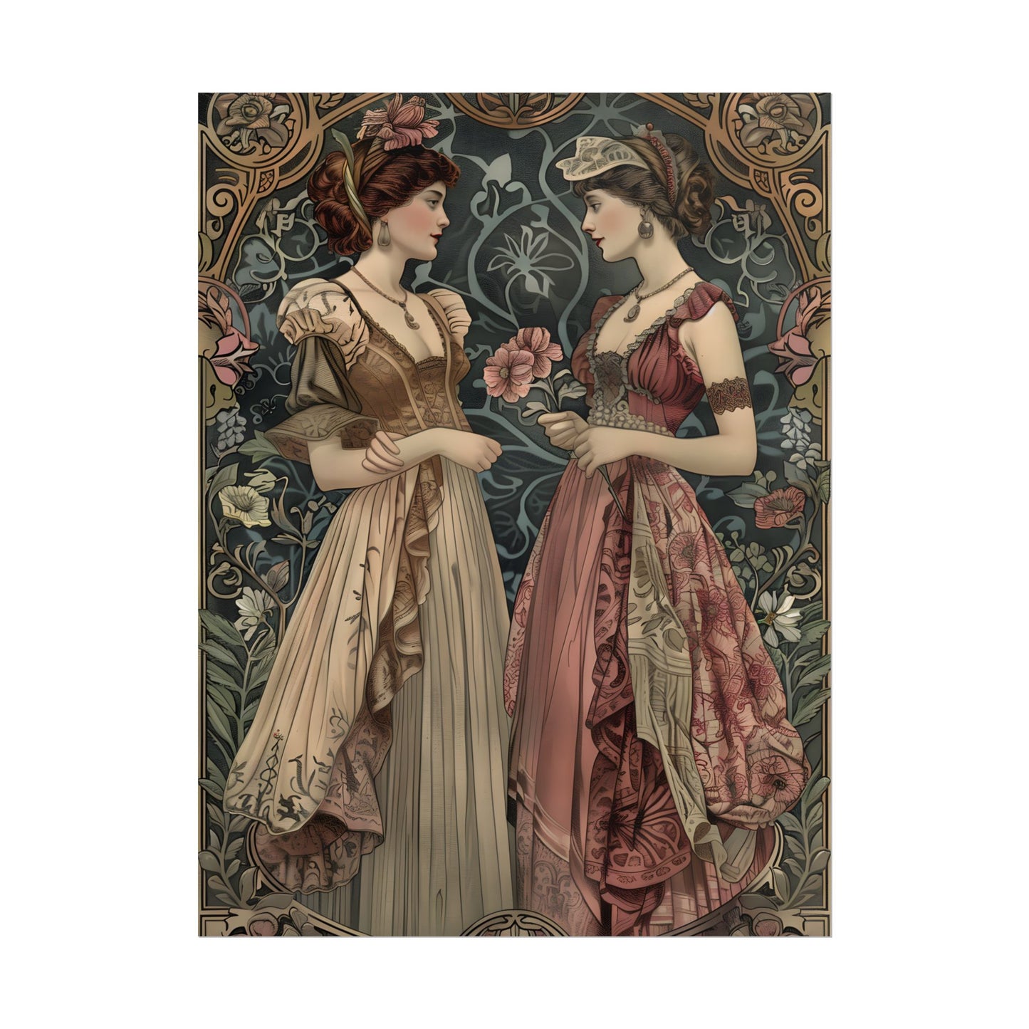 Women in Ornate Attire: Formal Primrose Ceremony - Poster