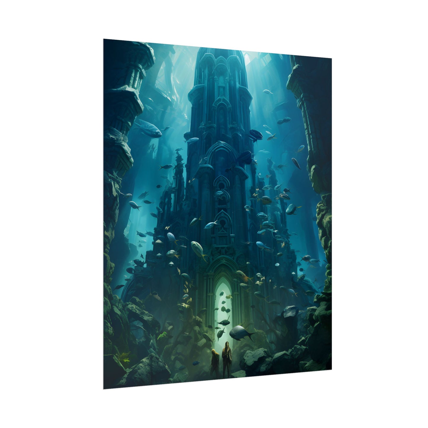 Sunken Ancient City: Underwater Ruins Digital Art - Poster