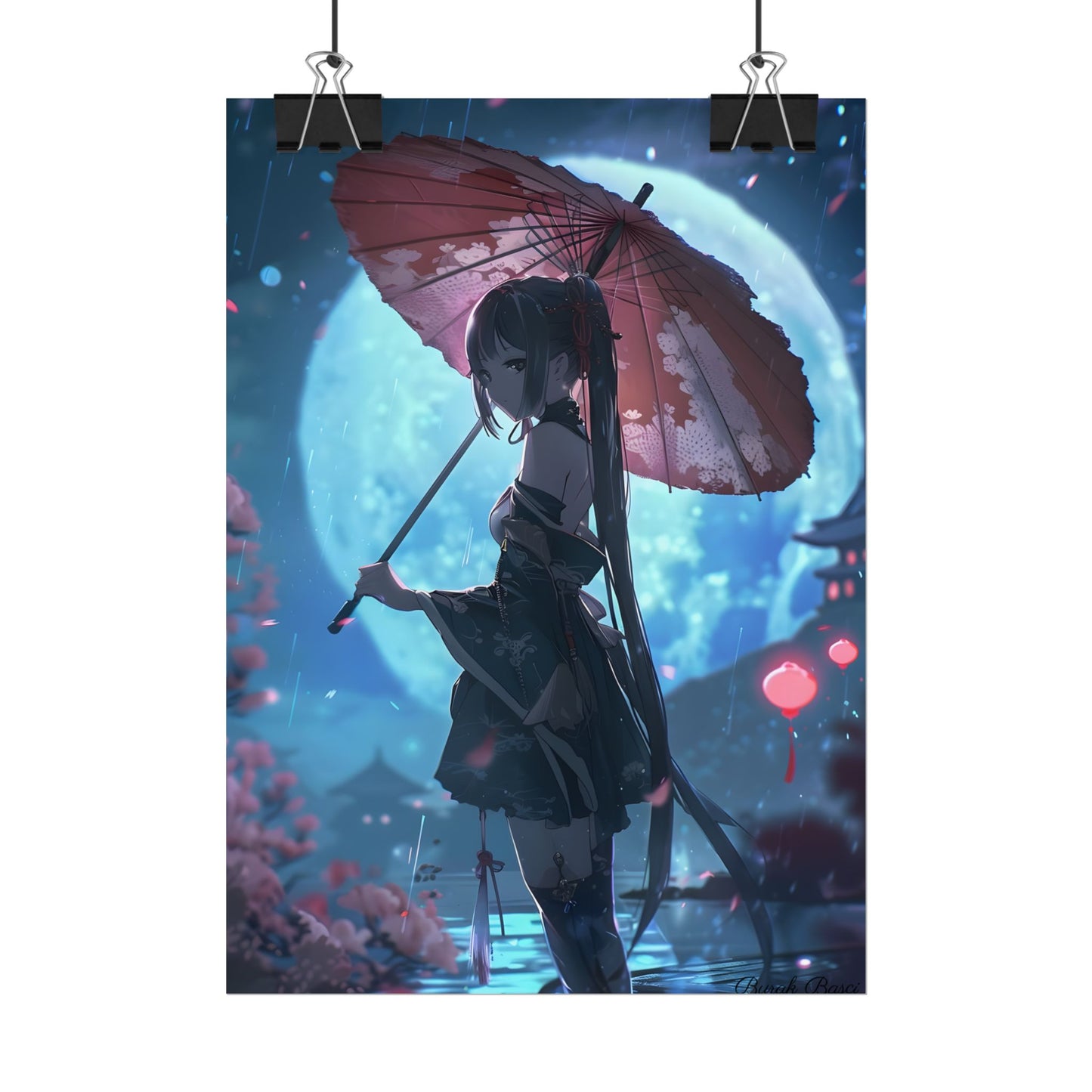 Anime Winter Girl: Gentle Snow Scene Art - Poster