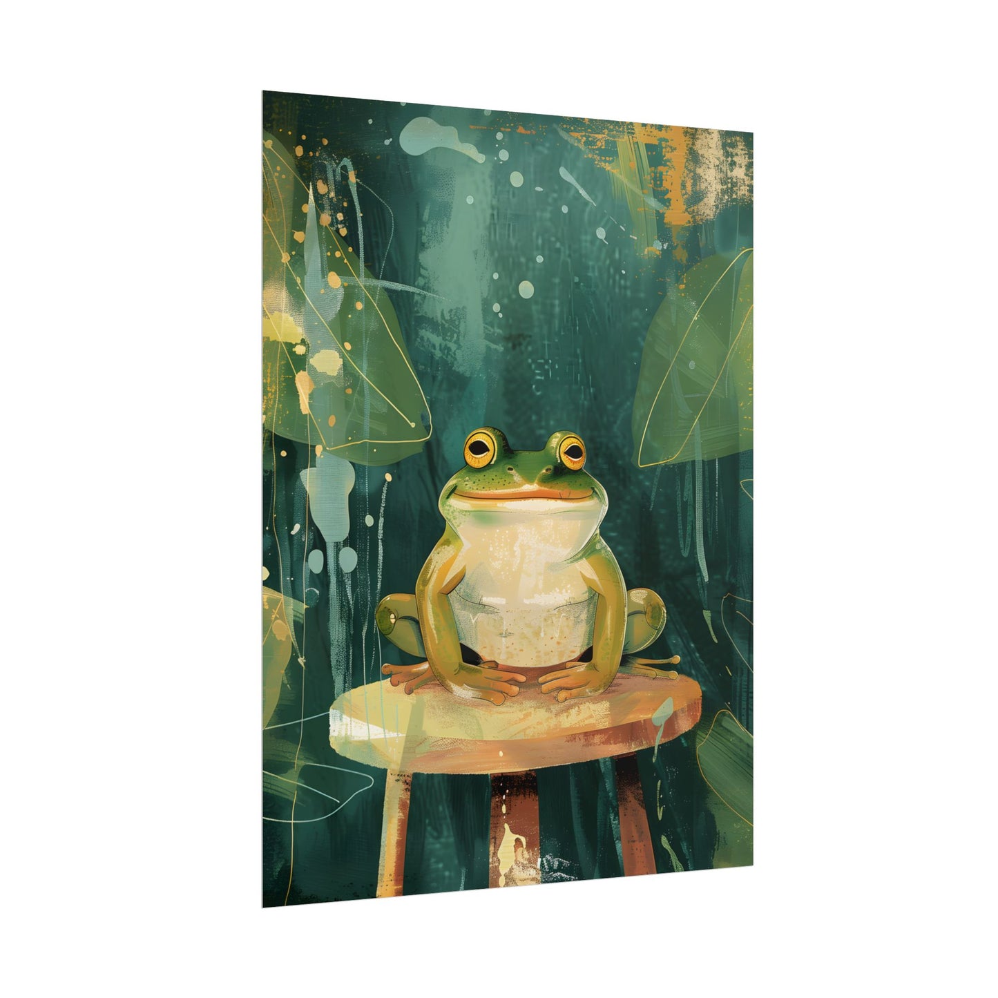 Whimsical Frog Cartoon: Colorful Ta Illustration - Poster